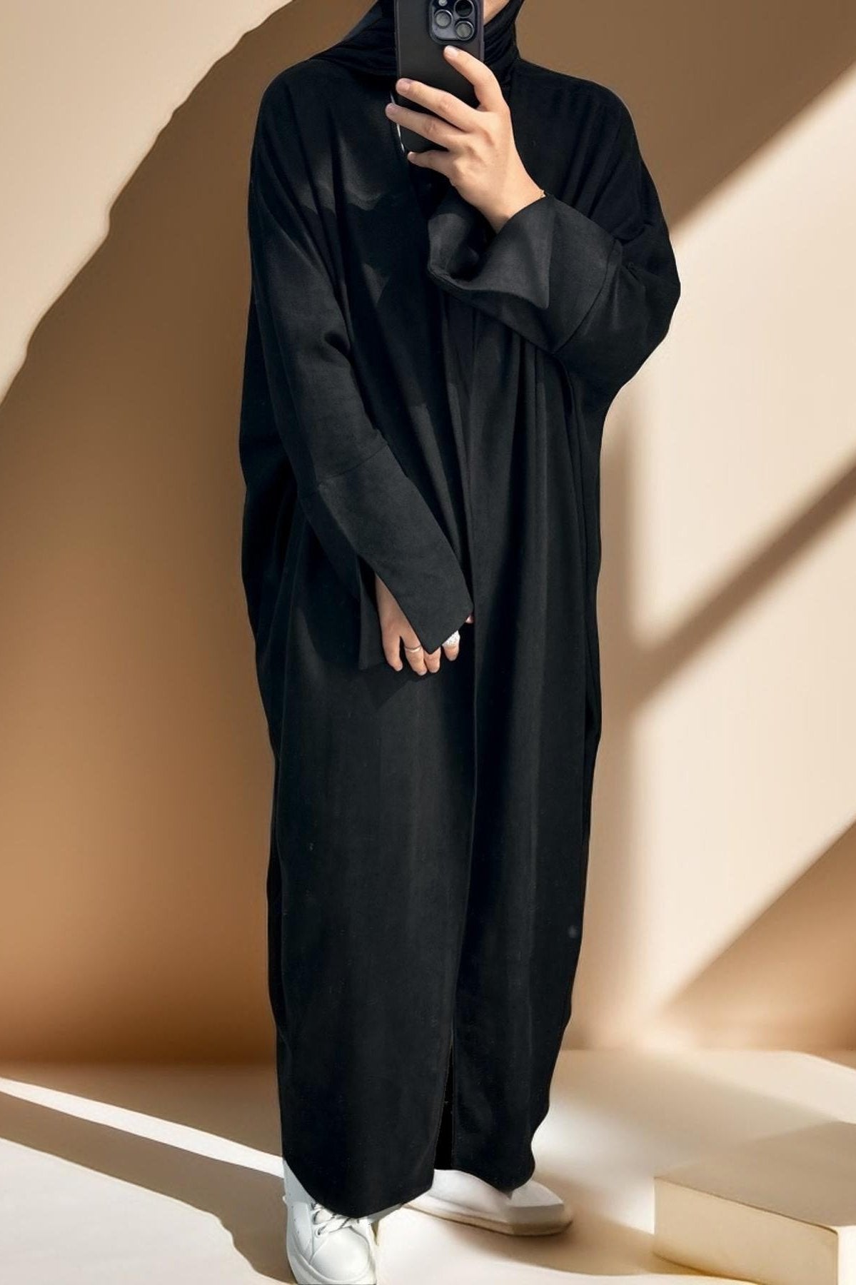 Jumana Velvet Open Front Abaya, view 8