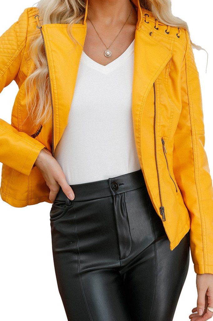 Amy slim fit women's leather jackets, view 2
