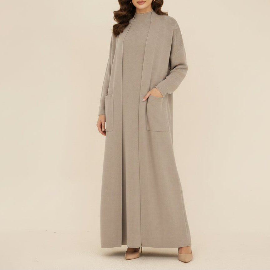 Essential Abaya Cardigan Knit Set, view 3
