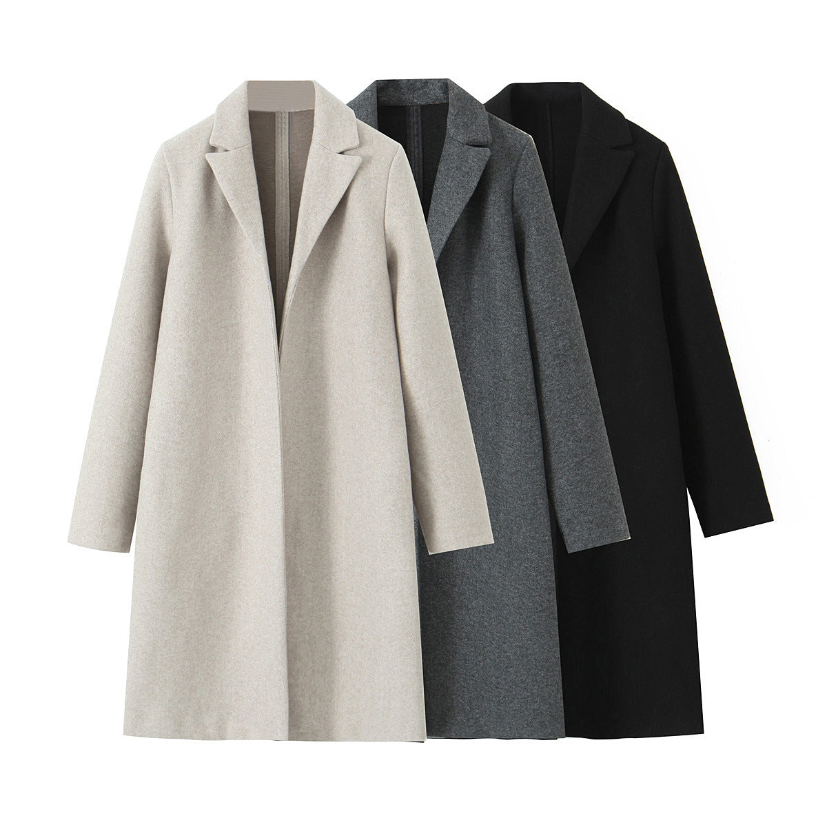 Textured open coat with a lapel collar by Try Modest