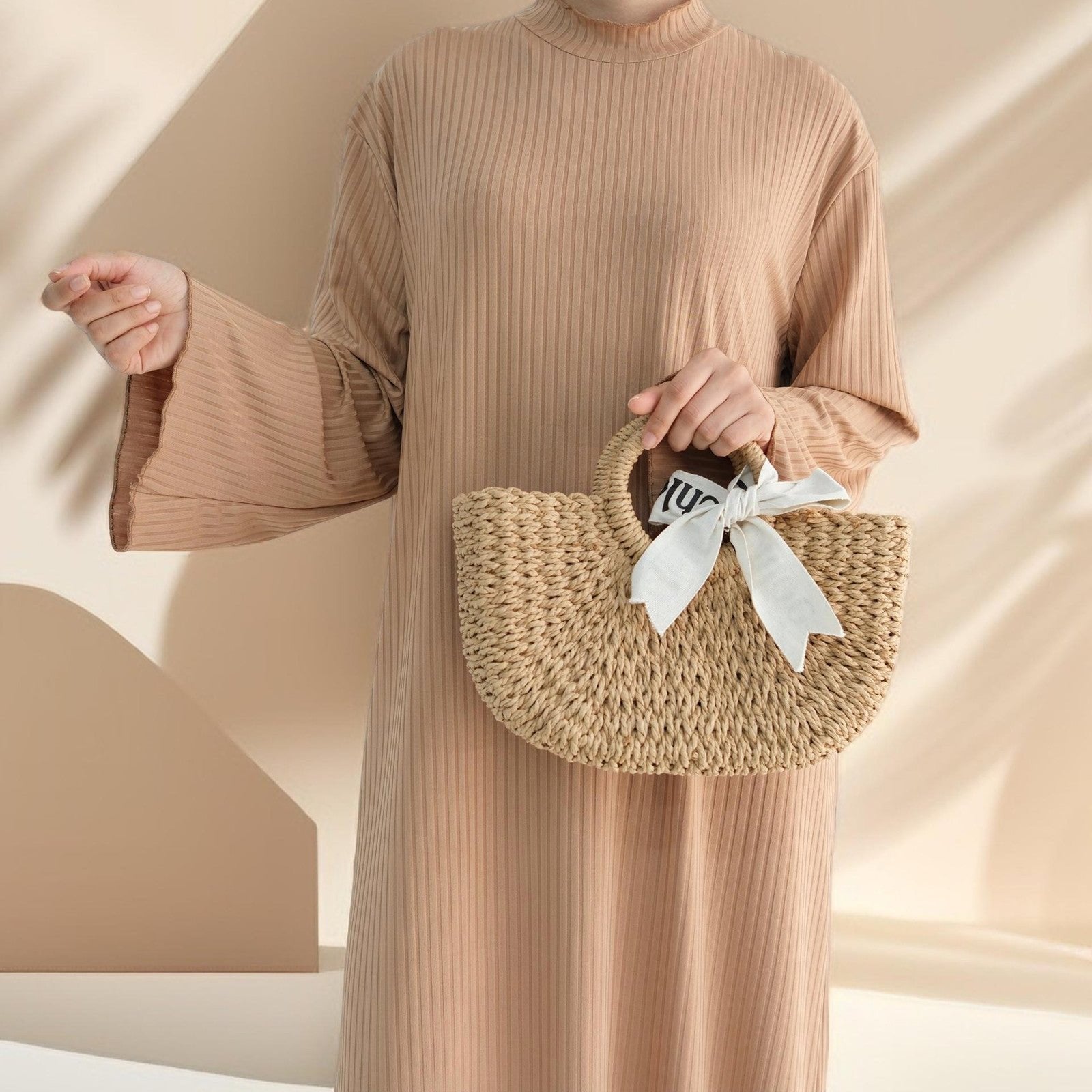 Ezra long sleeve solid color dress, view 2