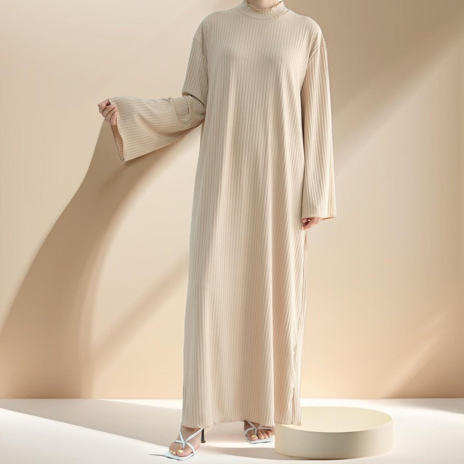 Ezra long sleeve solid color dress, view 3