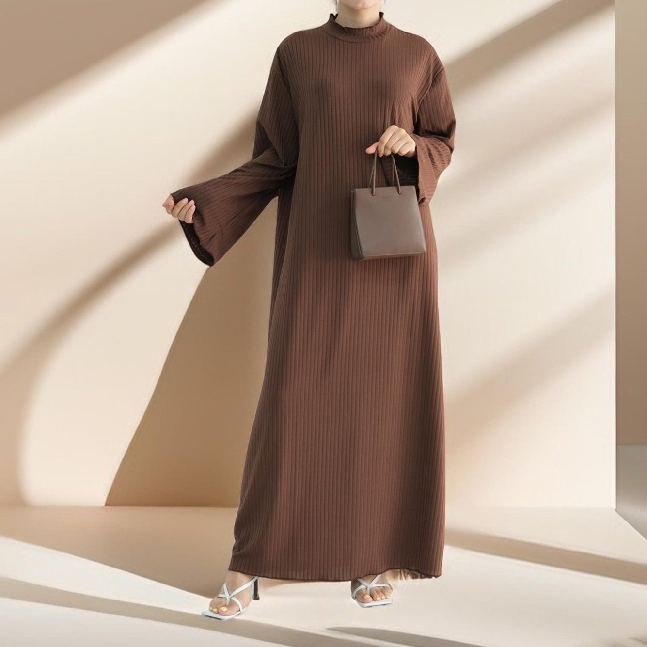 Ezra long sleeve solid color dress, view 4
