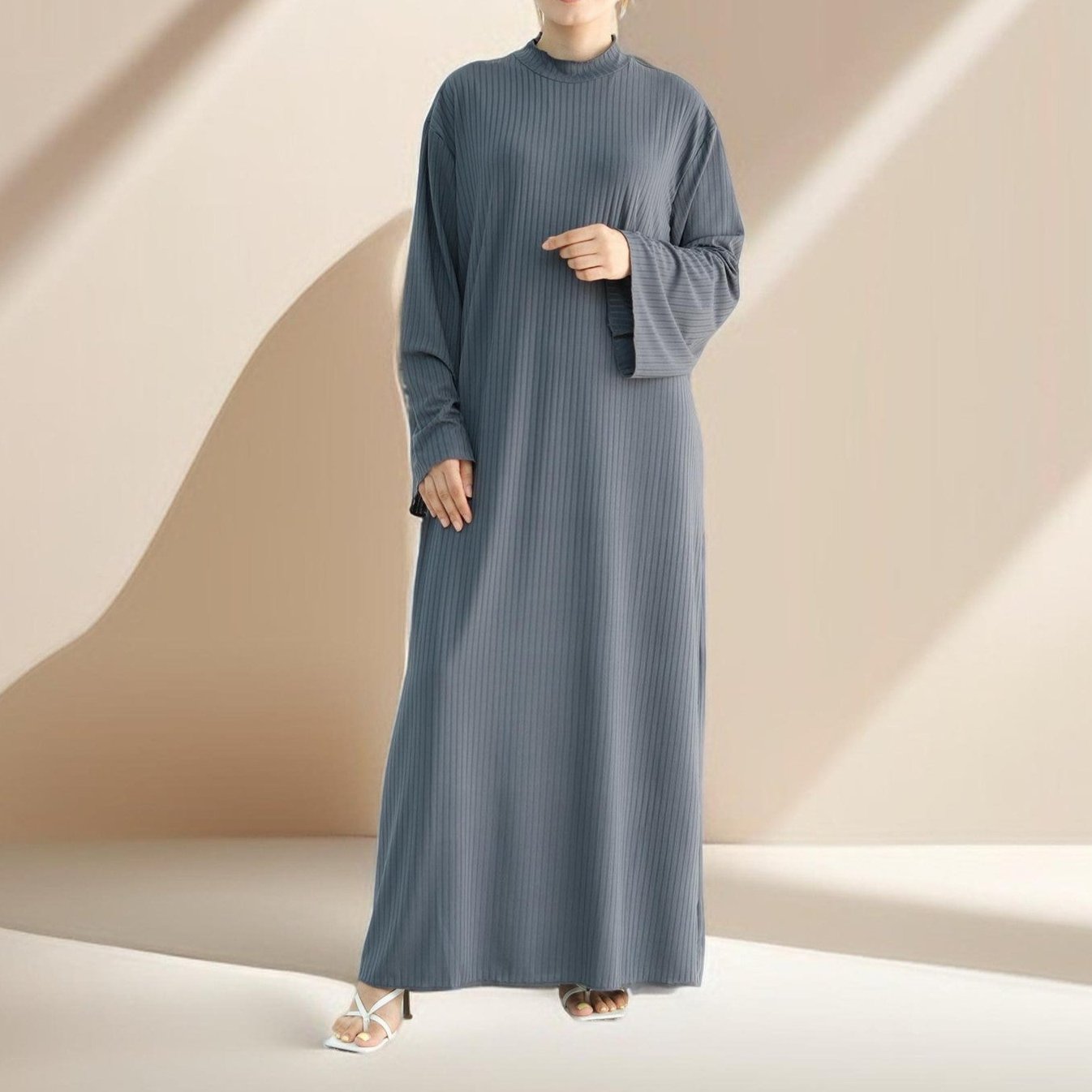 Ezra long sleeve solid color dress, view 5