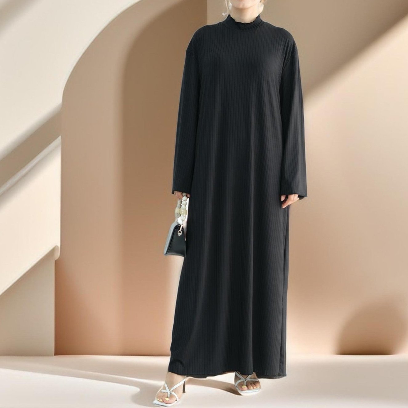 Ezra long sleeve solid color dress, view 6
