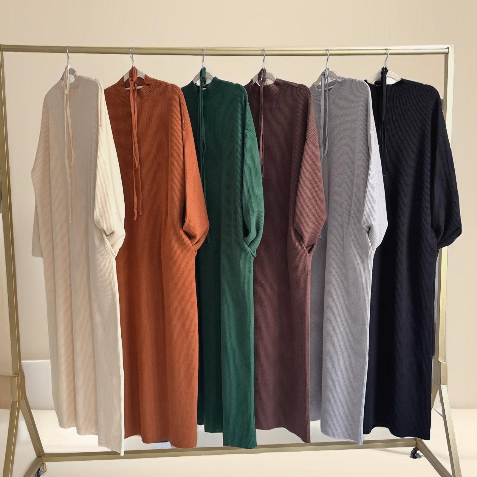 Hana maxi knit long-sleeve dress, view 3