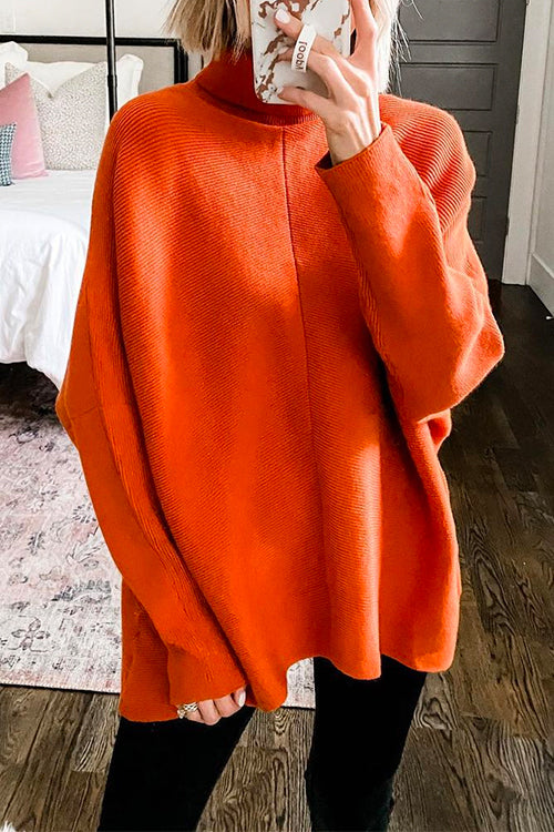 Margovil Solid Turtleneck Ribbed Knit Tunic Sweater, view 2