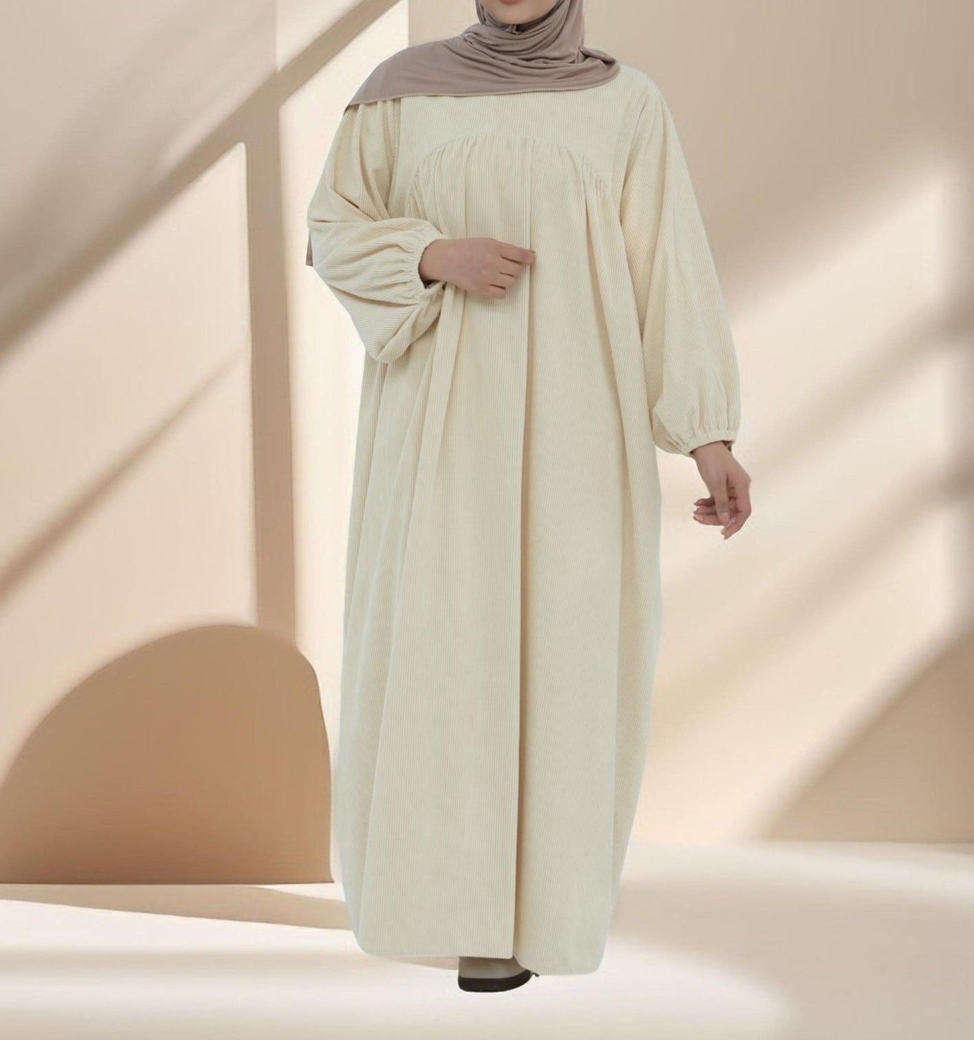 Shifah Corduroy Abaya with Balloon Sleeves by Try Modest