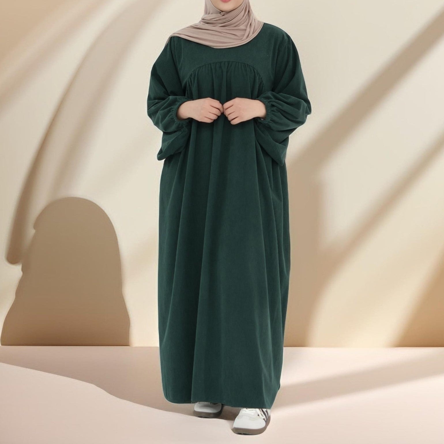 Shifah Corduroy Abaya with Balloon Sleeves, view 3