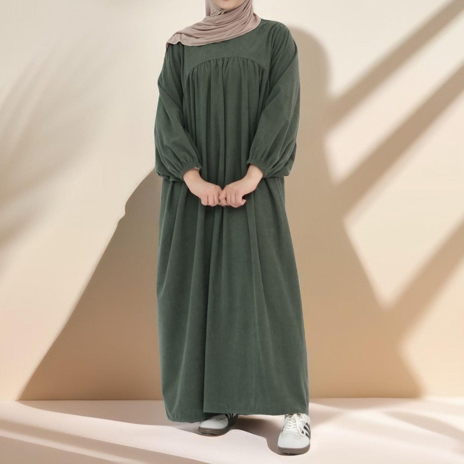 Shifah Corduroy Abaya with Balloon Sleeves, view 5