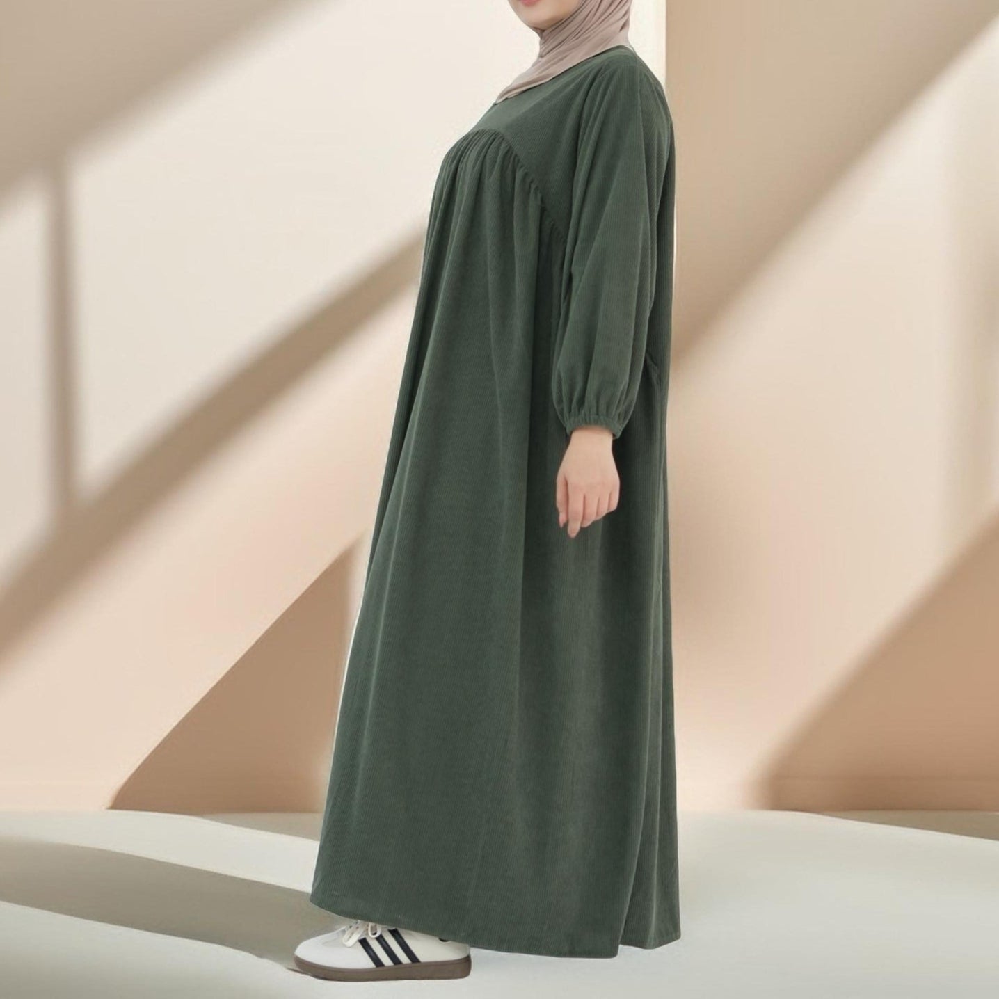 Shifah Corduroy Abaya with Balloon Sleeves, view 6