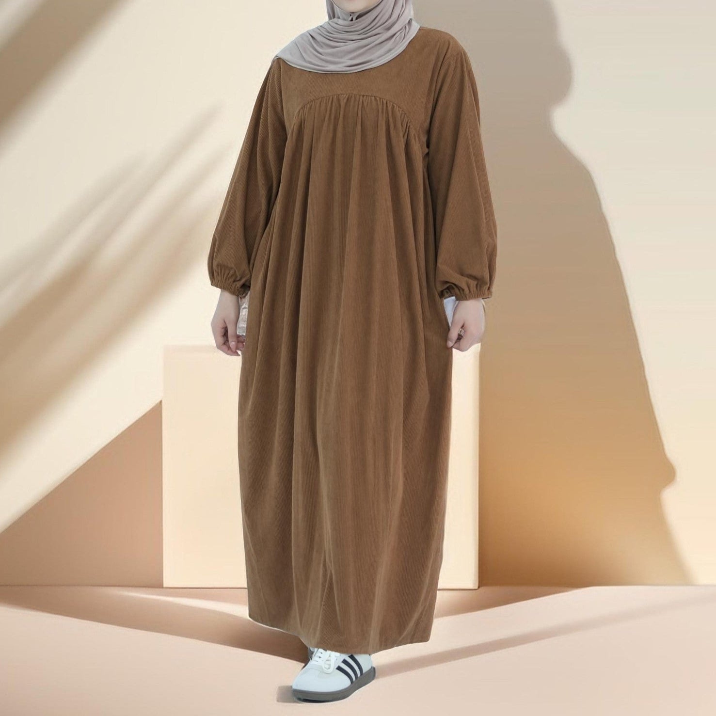 Shifah Corduroy Abaya with Balloon Sleeves, view 7