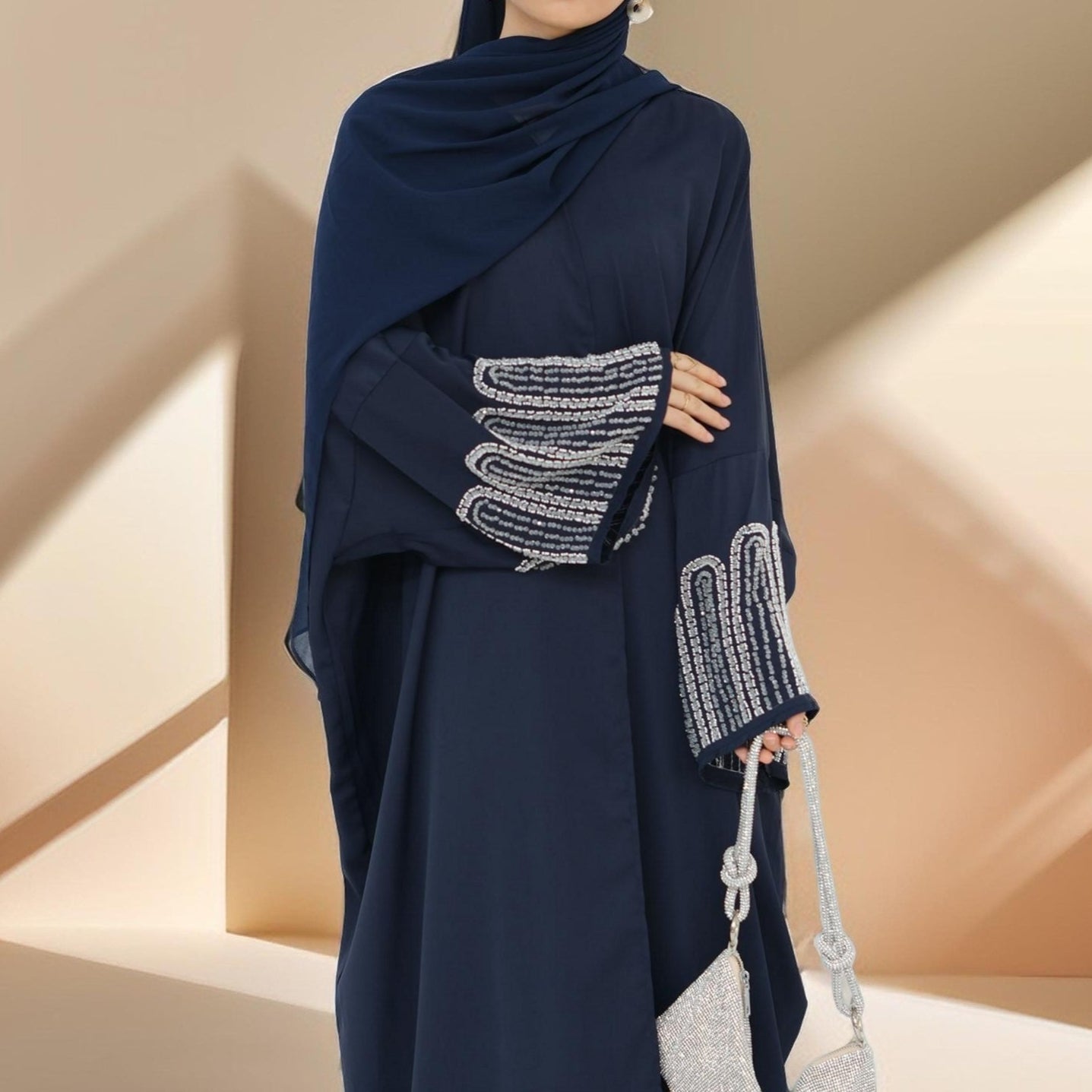 Al-Layl Open Abaya with Crystalline Sleeves by Try Modest