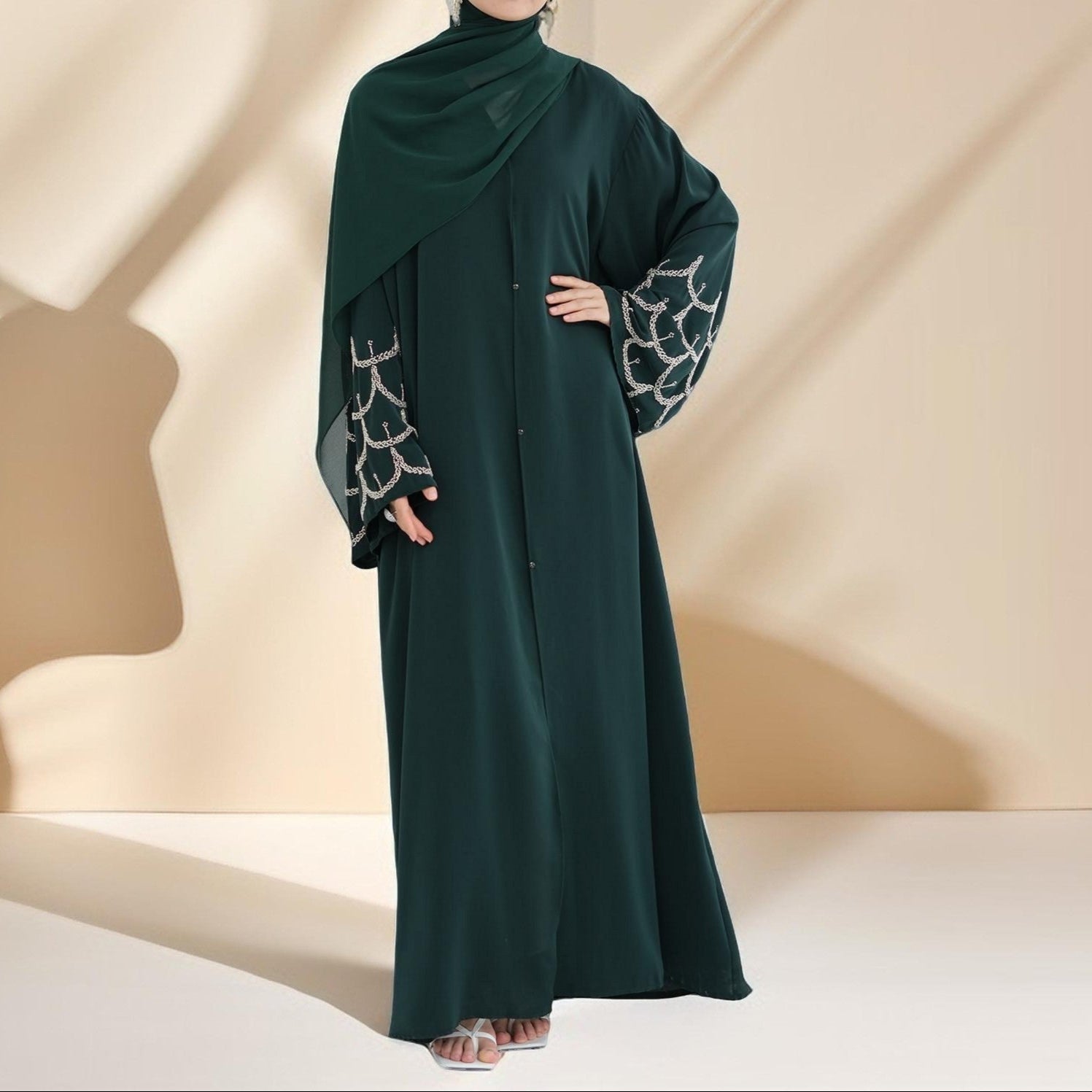 The Arabian Nights Nida Abaya with Beaded Sleeves by Try Modest