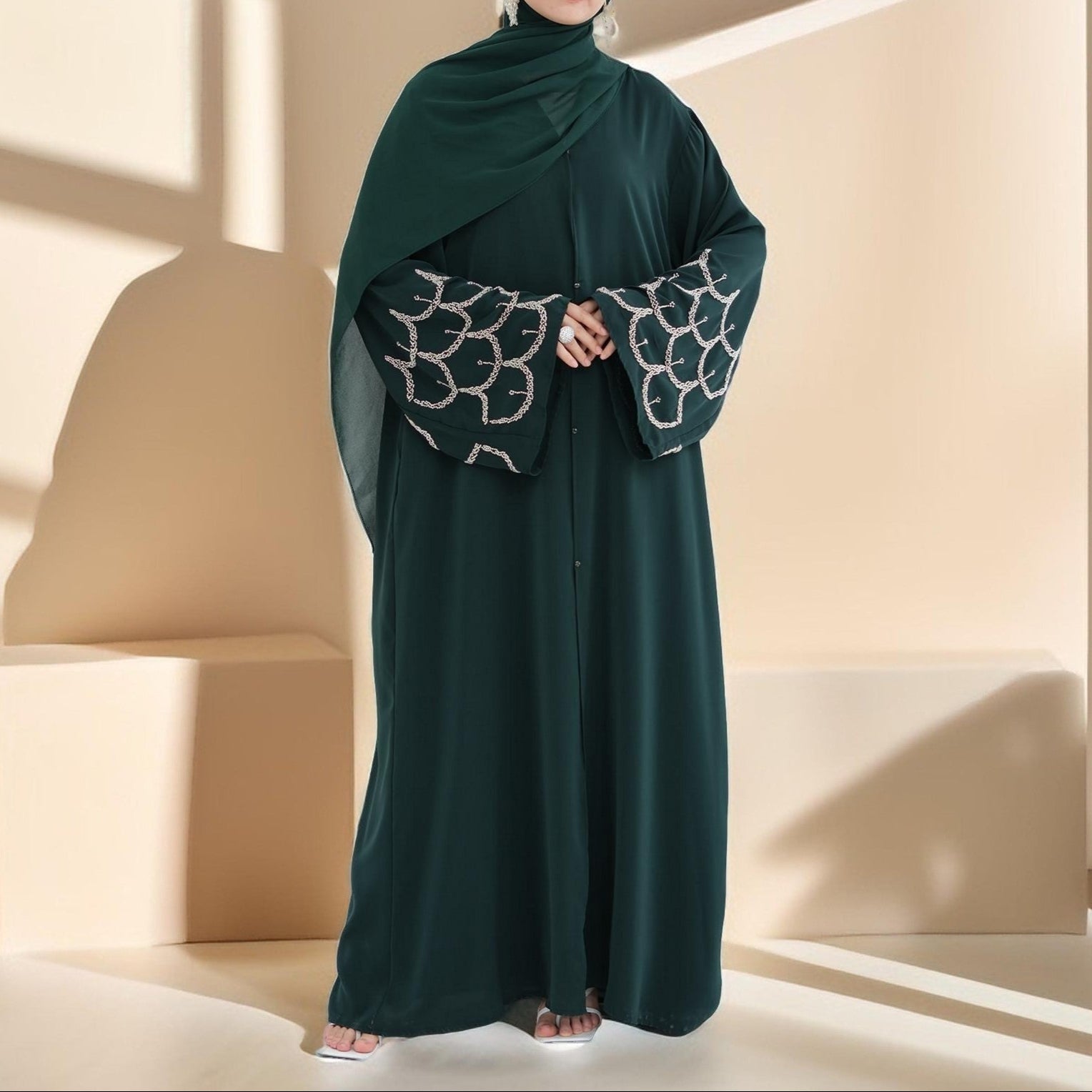 The Arabian Nights Nida Abaya with Beaded Sleeves, view 4