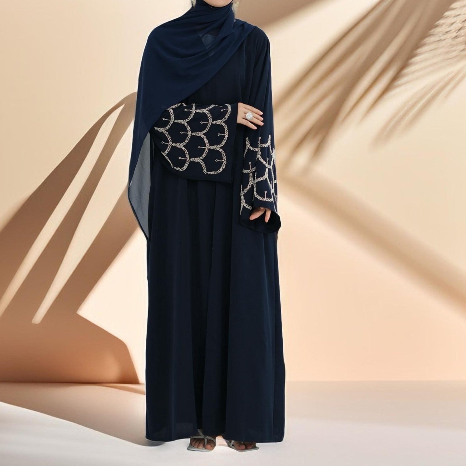 The Arabian Nights Nida Abaya with Beaded Sleeves, view 8