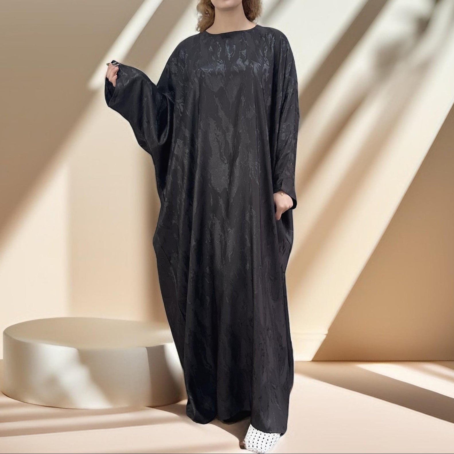 Alyaa Butterfly Satin Kaftan, view 5