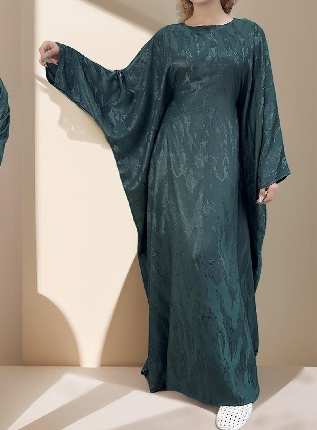 Alyaa Butterfly Satin Kaftan, view 7