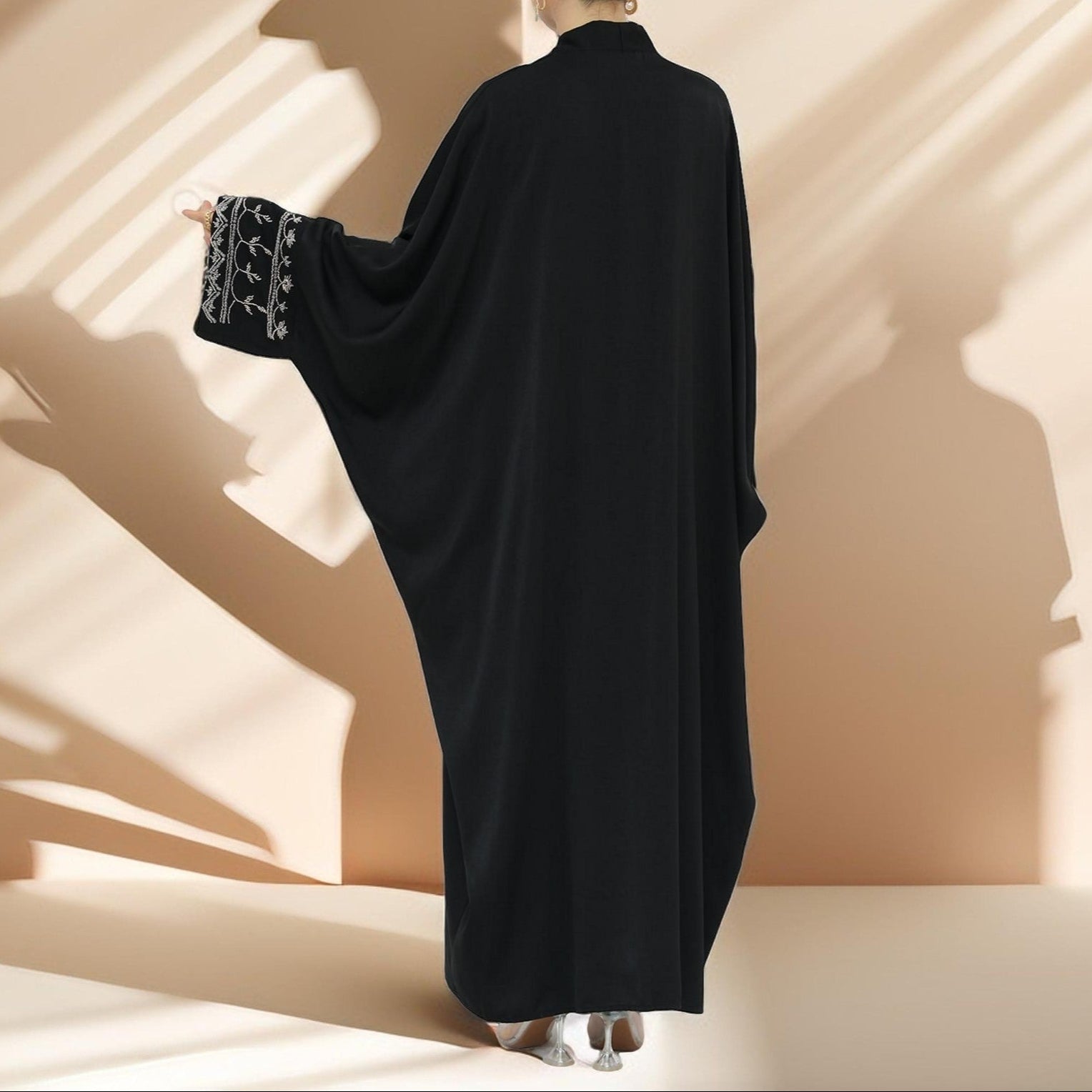 Ellaa Luxe Beaded Sleeve Abaya – Front Open Elegance, view 3