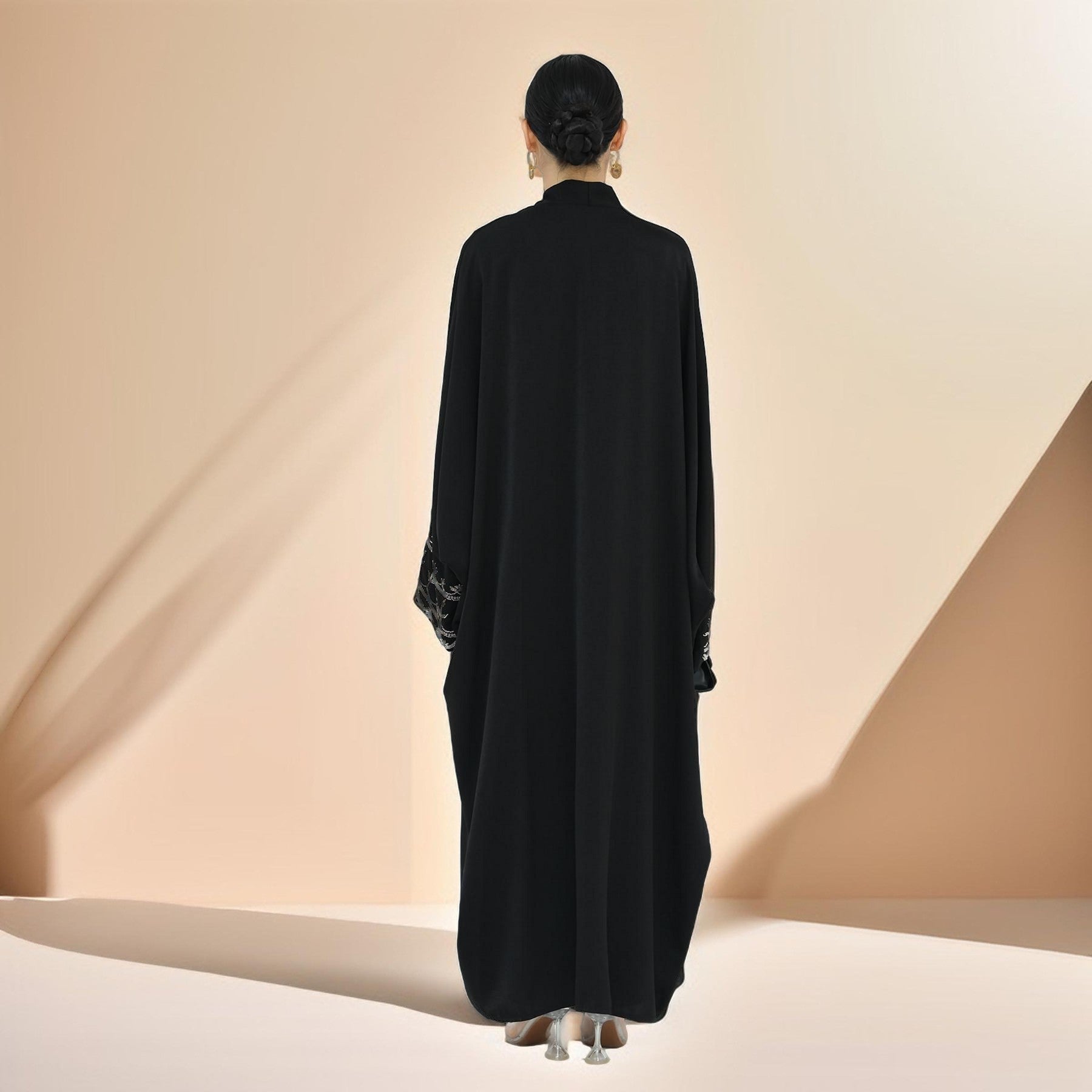 Ellaa Luxe Beaded Sleeve Abaya – Front Open Elegance, view 4
