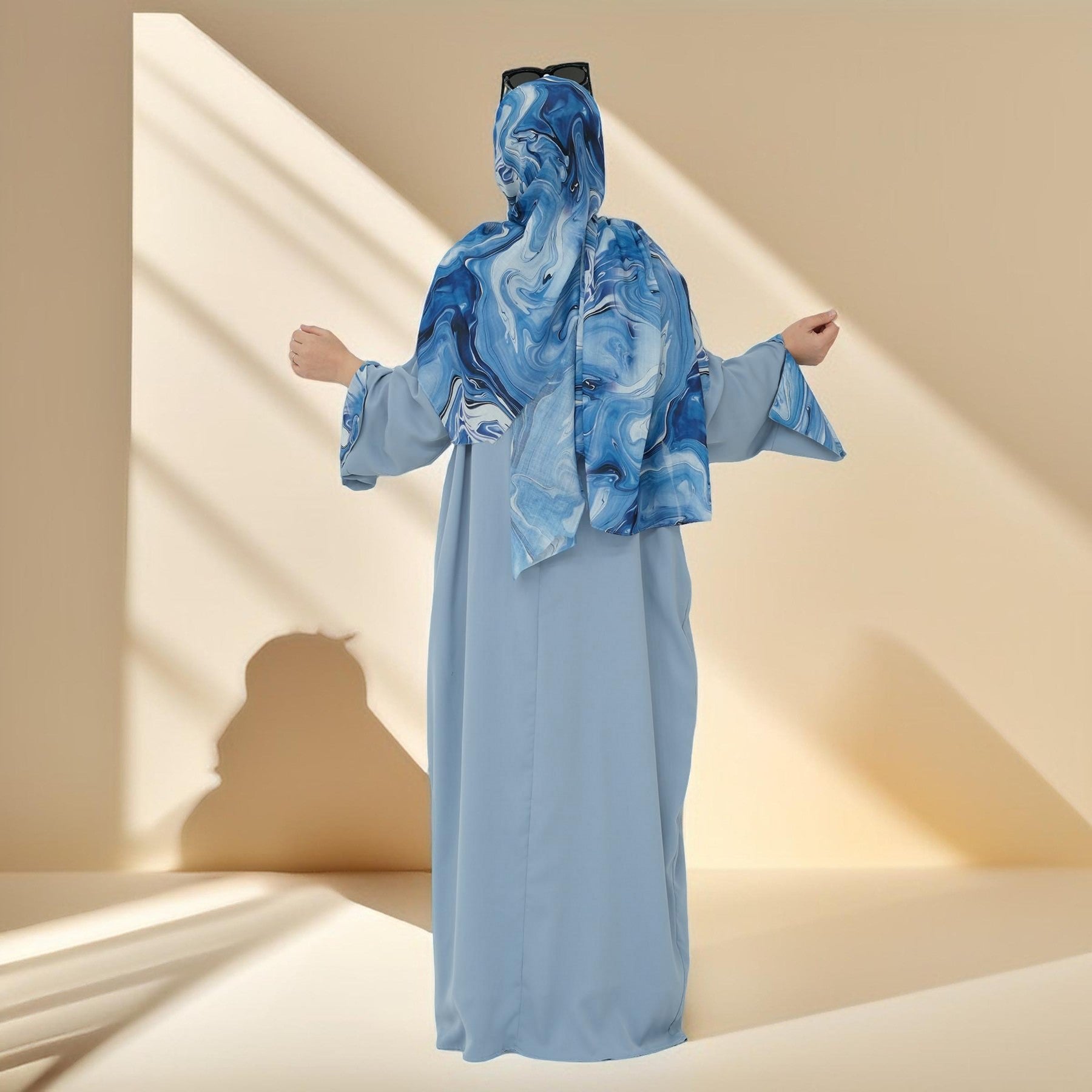 Blue Marble 2-Piece Abaya Set, view 4