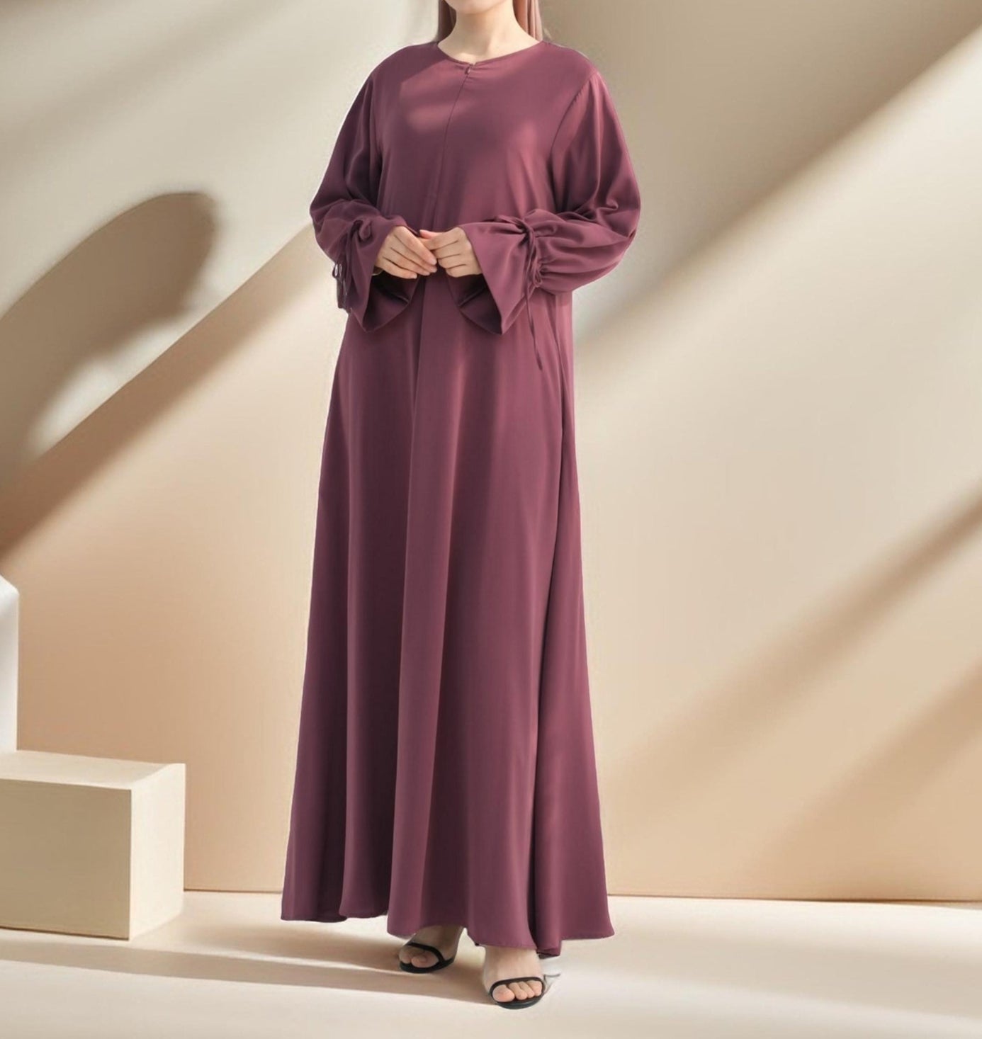 Amani Front Zipper Abaya with Ruffled Sleeves by Try Modest