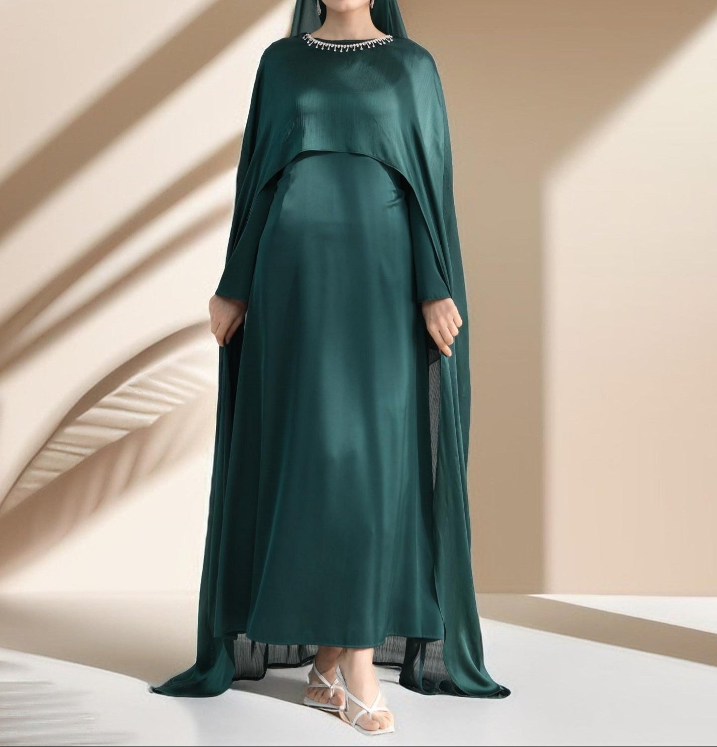 Raneem Satin Dress with Chiffon Cape by Try Modest