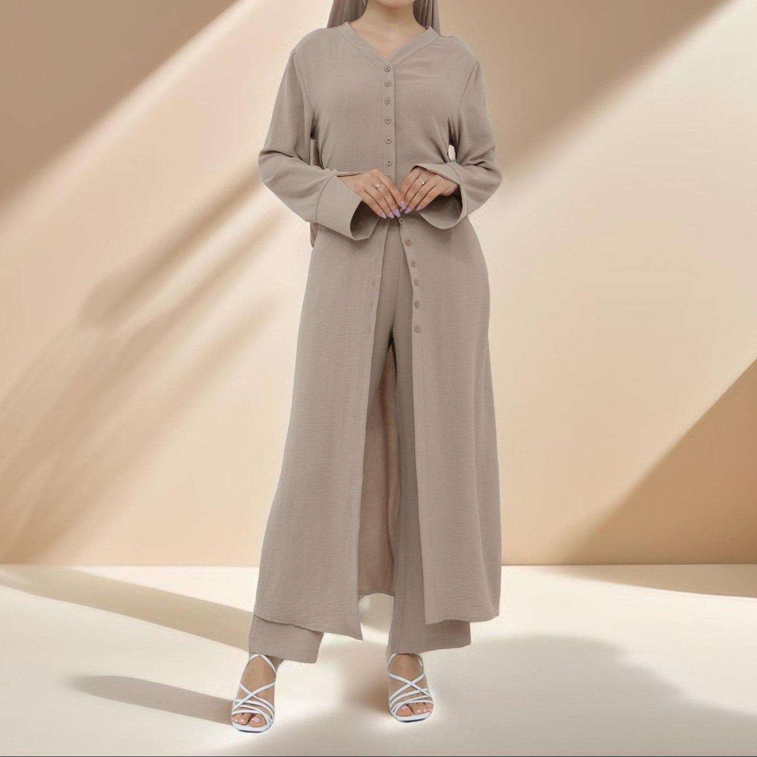 Milan Button-Down Tunic Abaya and Pants Set by Try Modest