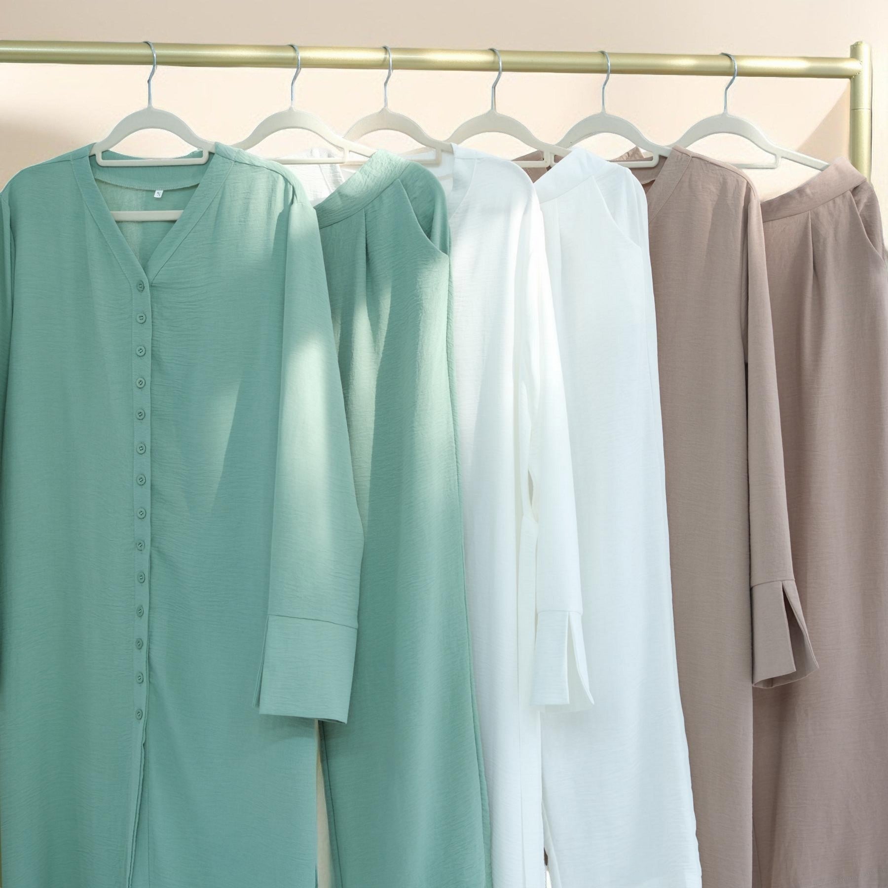 Milan Button-Down Tunic Abaya and Pants Set, view 3
