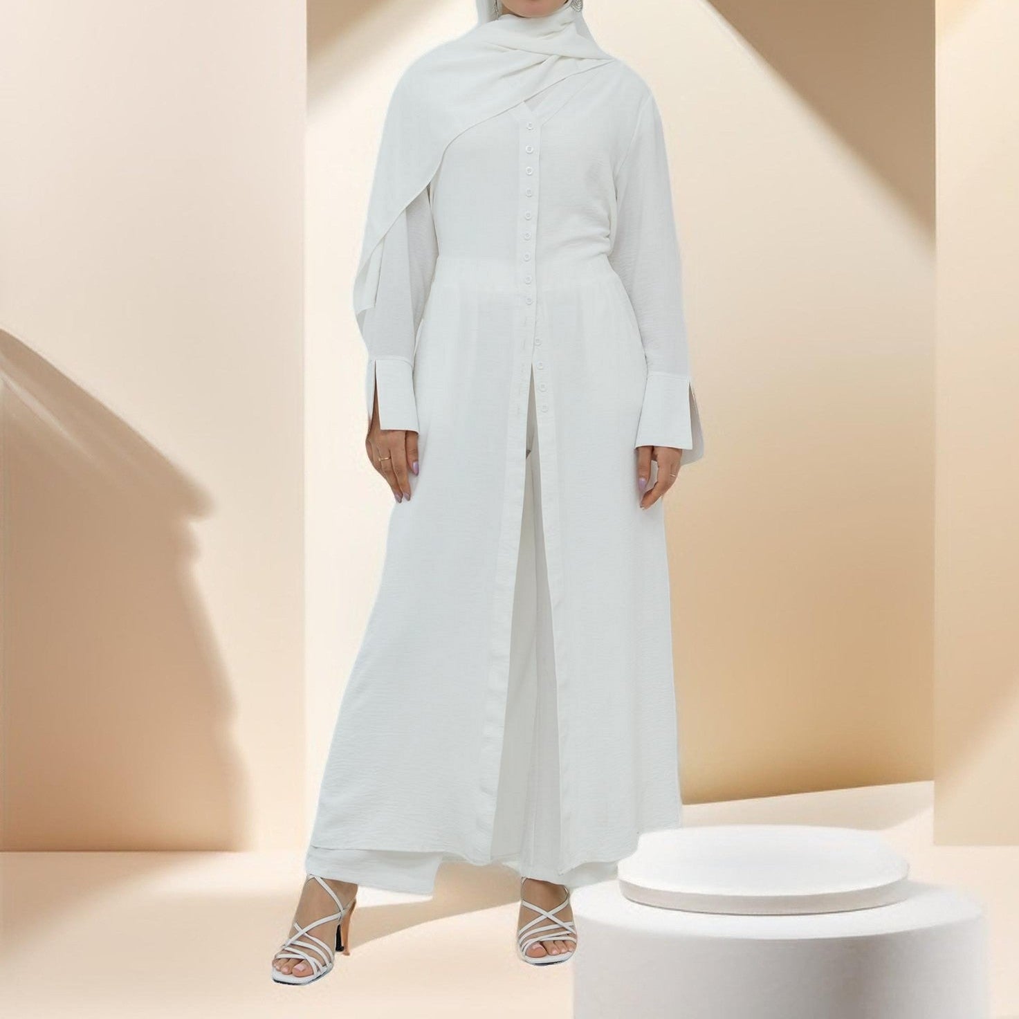 Milan Button-Down Tunic Abaya and Pants Set, view 5