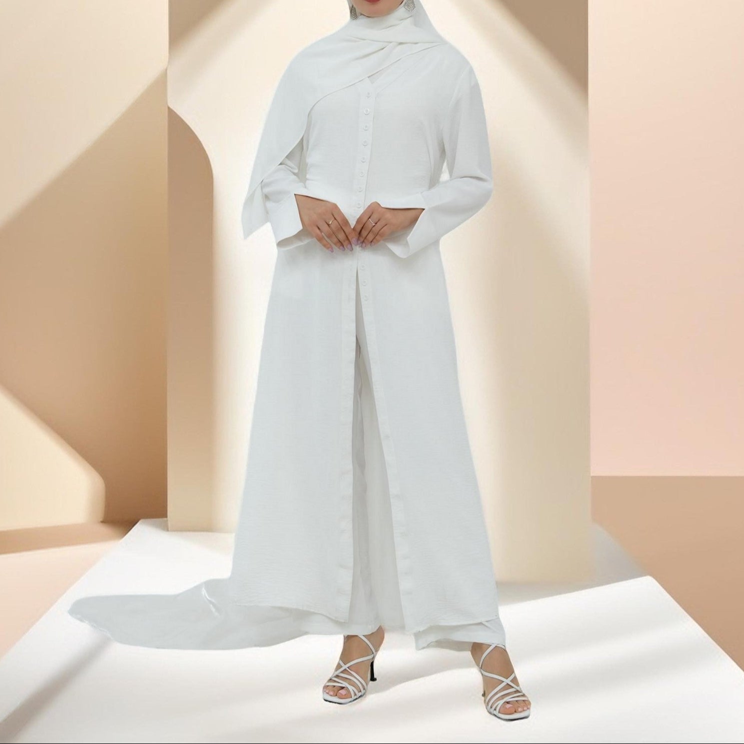 Milan Button-Down Tunic Abaya and Pants Set, view 6
