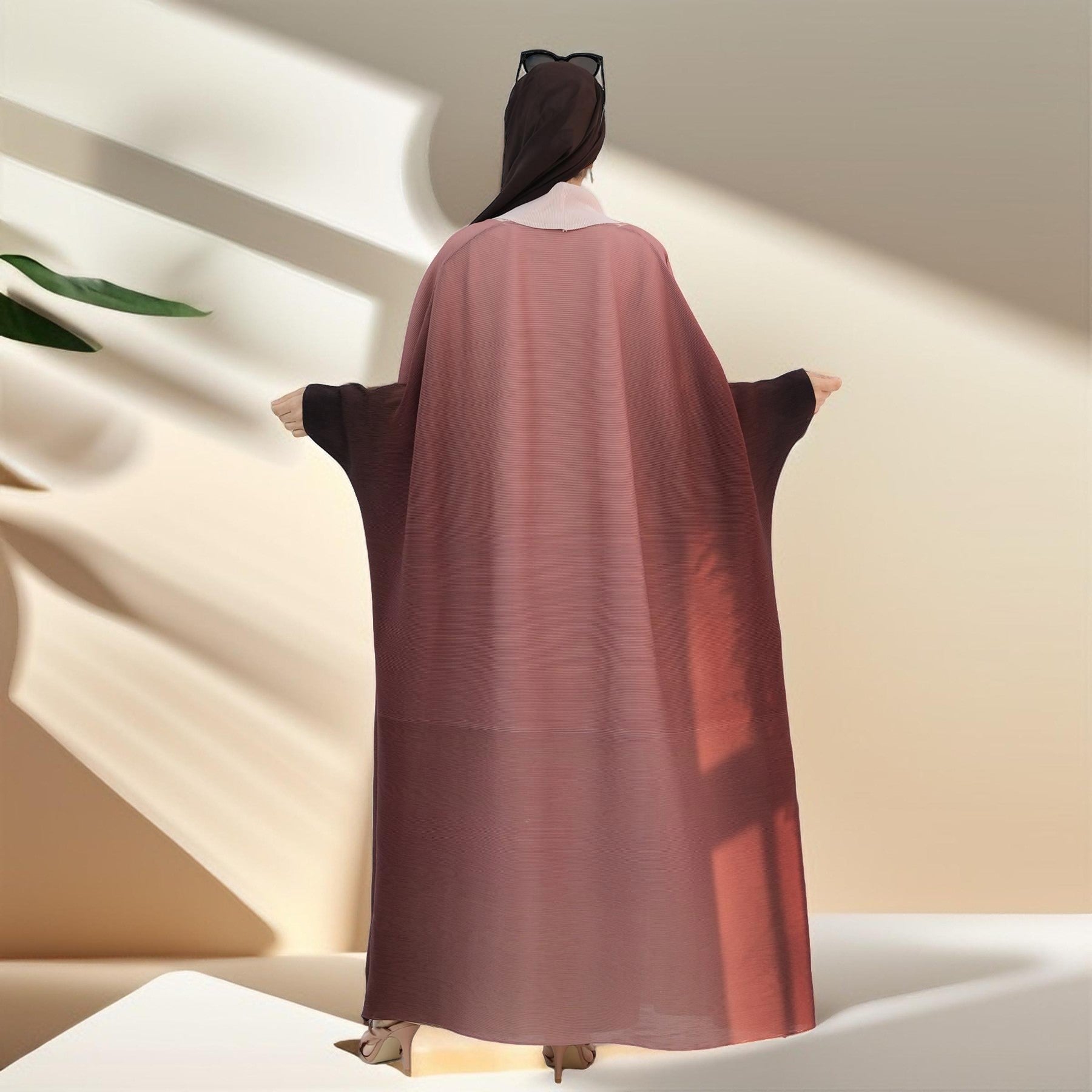 Sahara pleated open kimono abaya, view 2