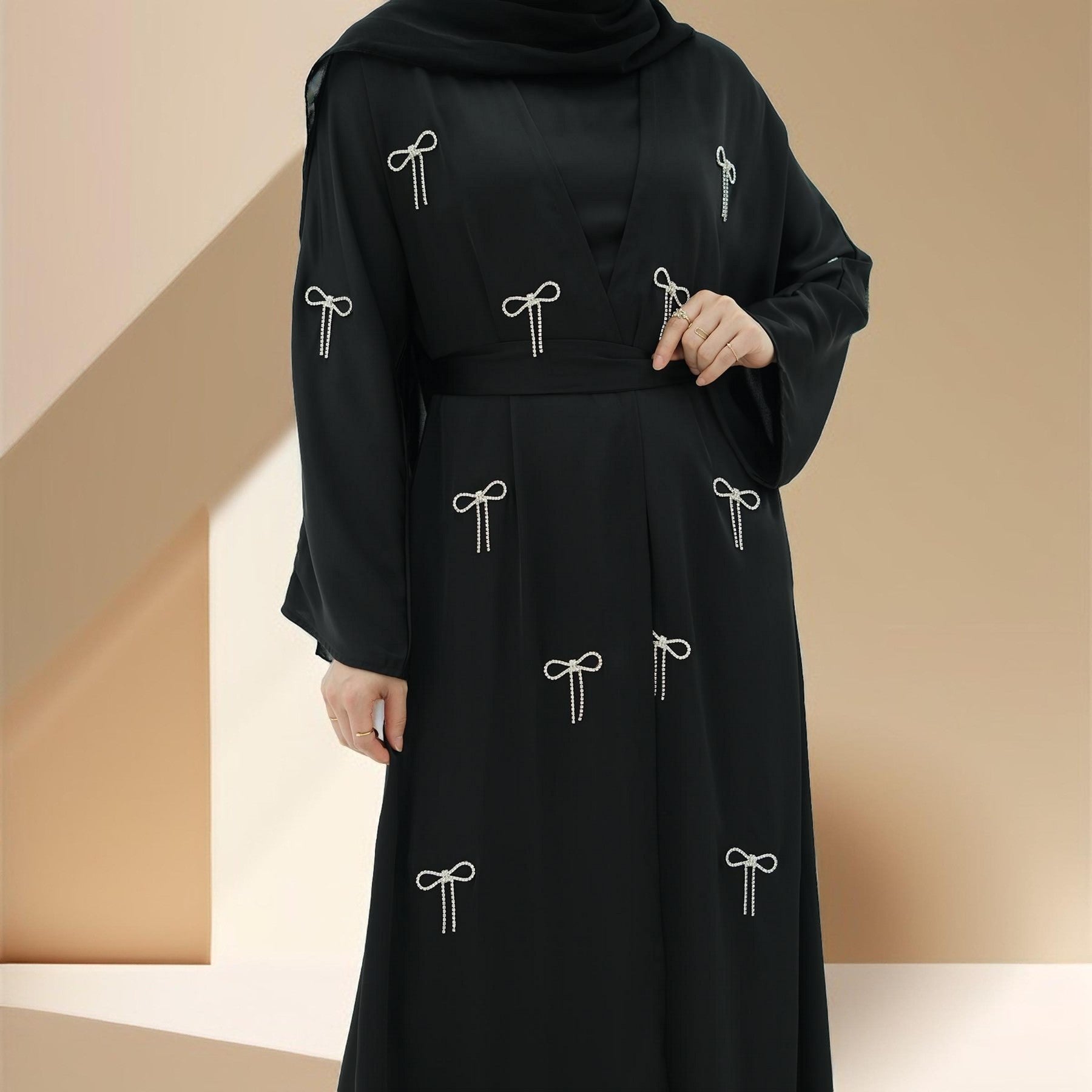 Elara Chic – Satin Abaya Set, view 2