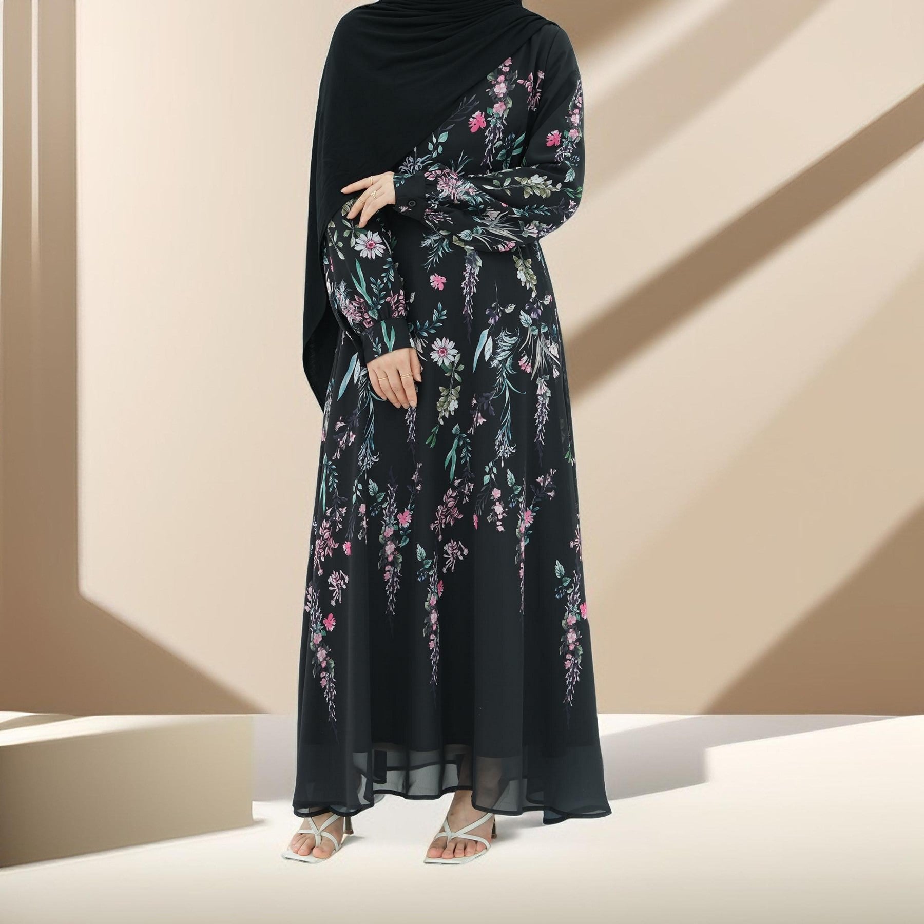 Selara Noir Lined Maxi Dress, view 2