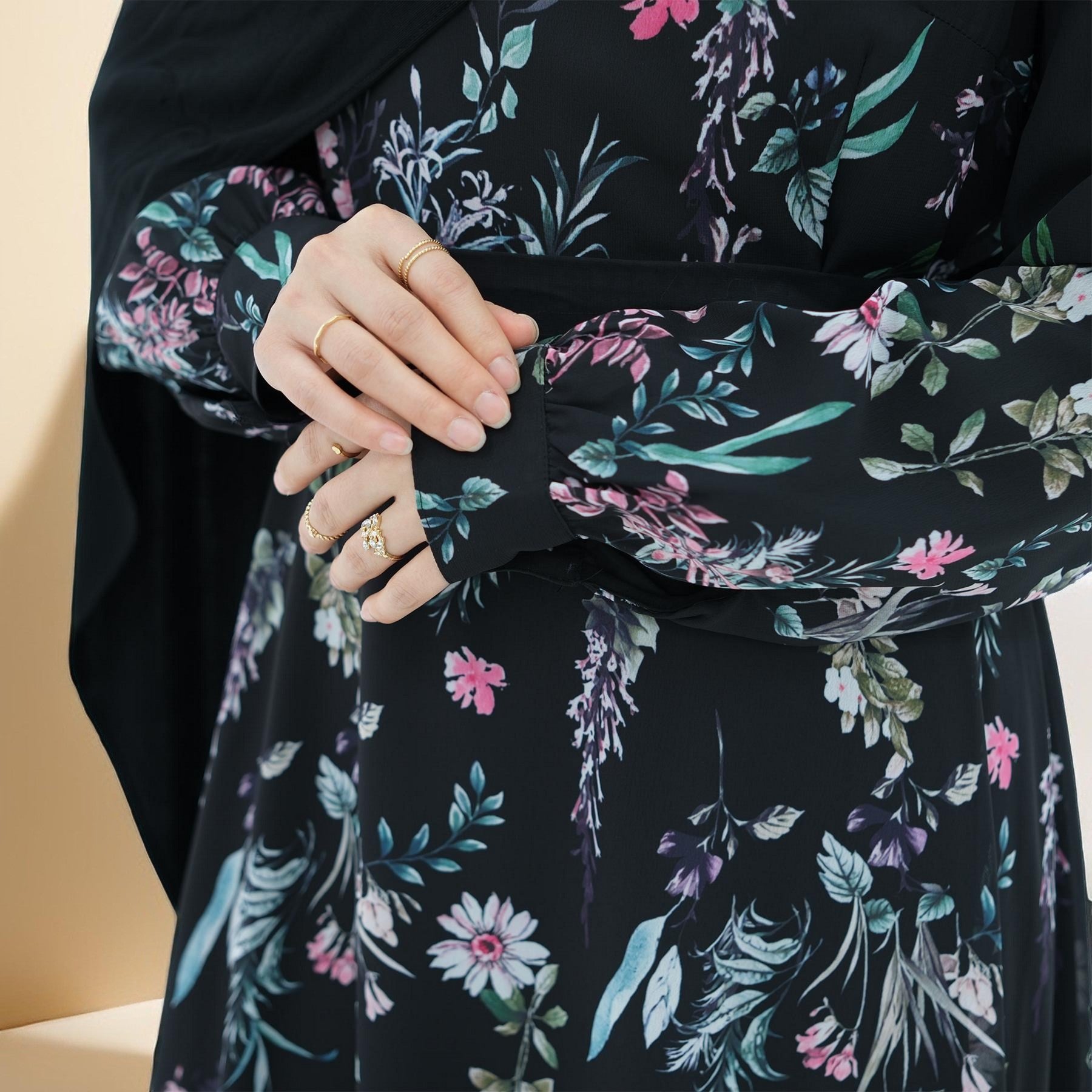 Selara Noir Lined Maxi Dress, view 3