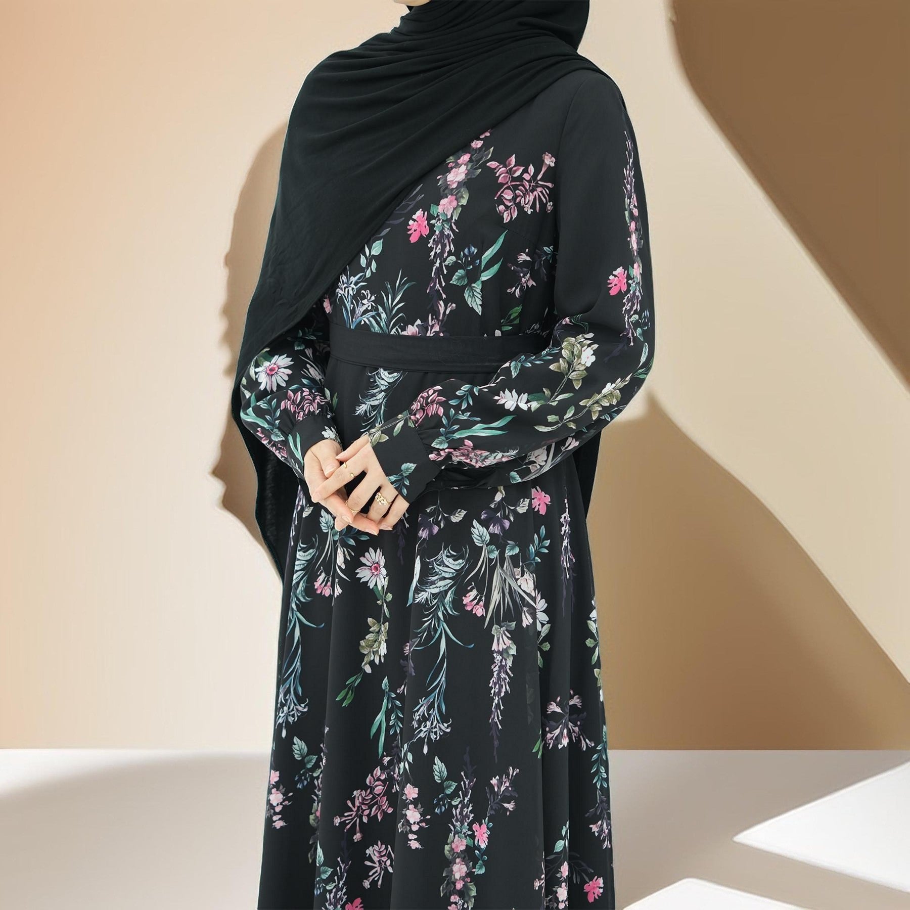 Selara Noir Lined Maxi Dress, view 5