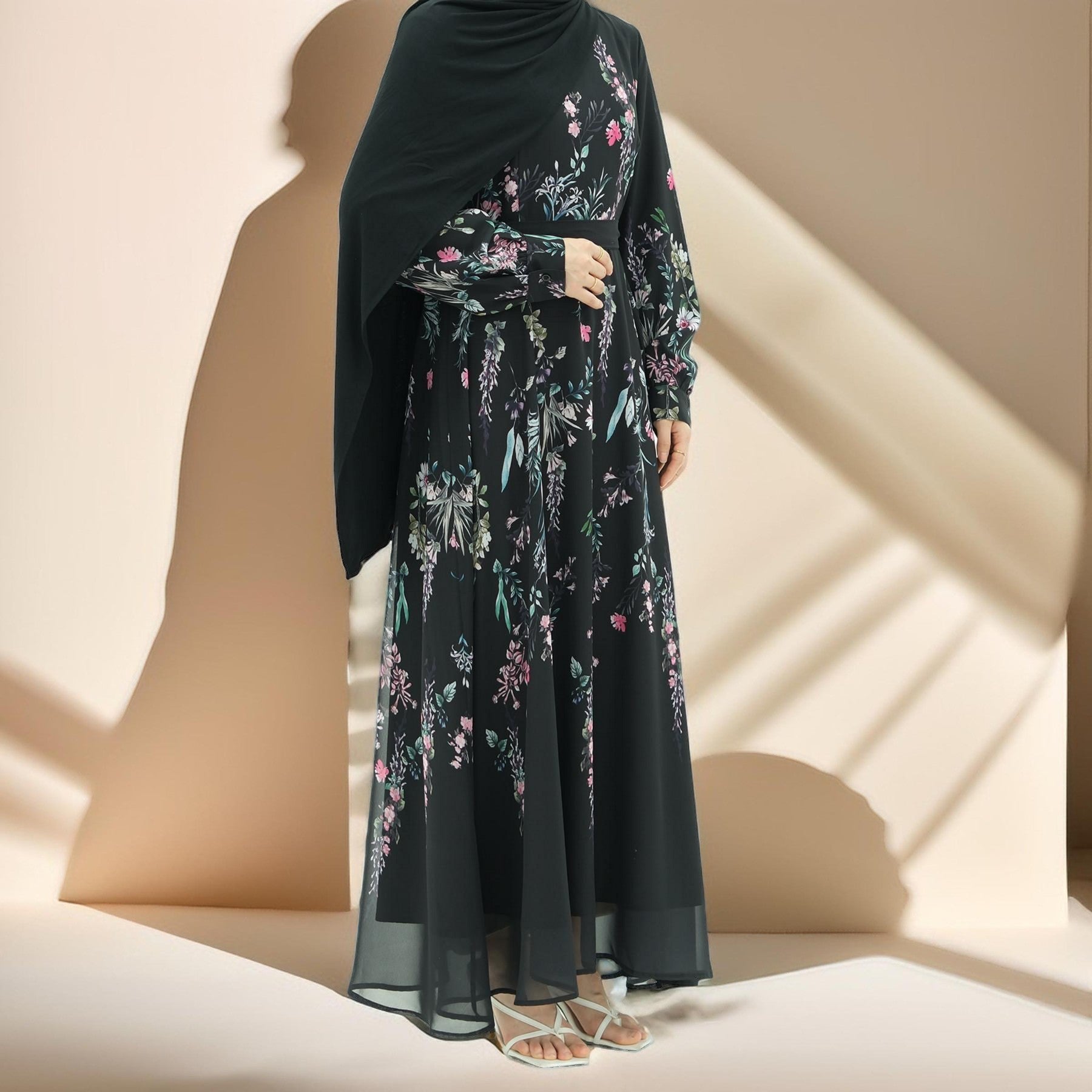 Selara Noir Lined Maxi Dress, view 6