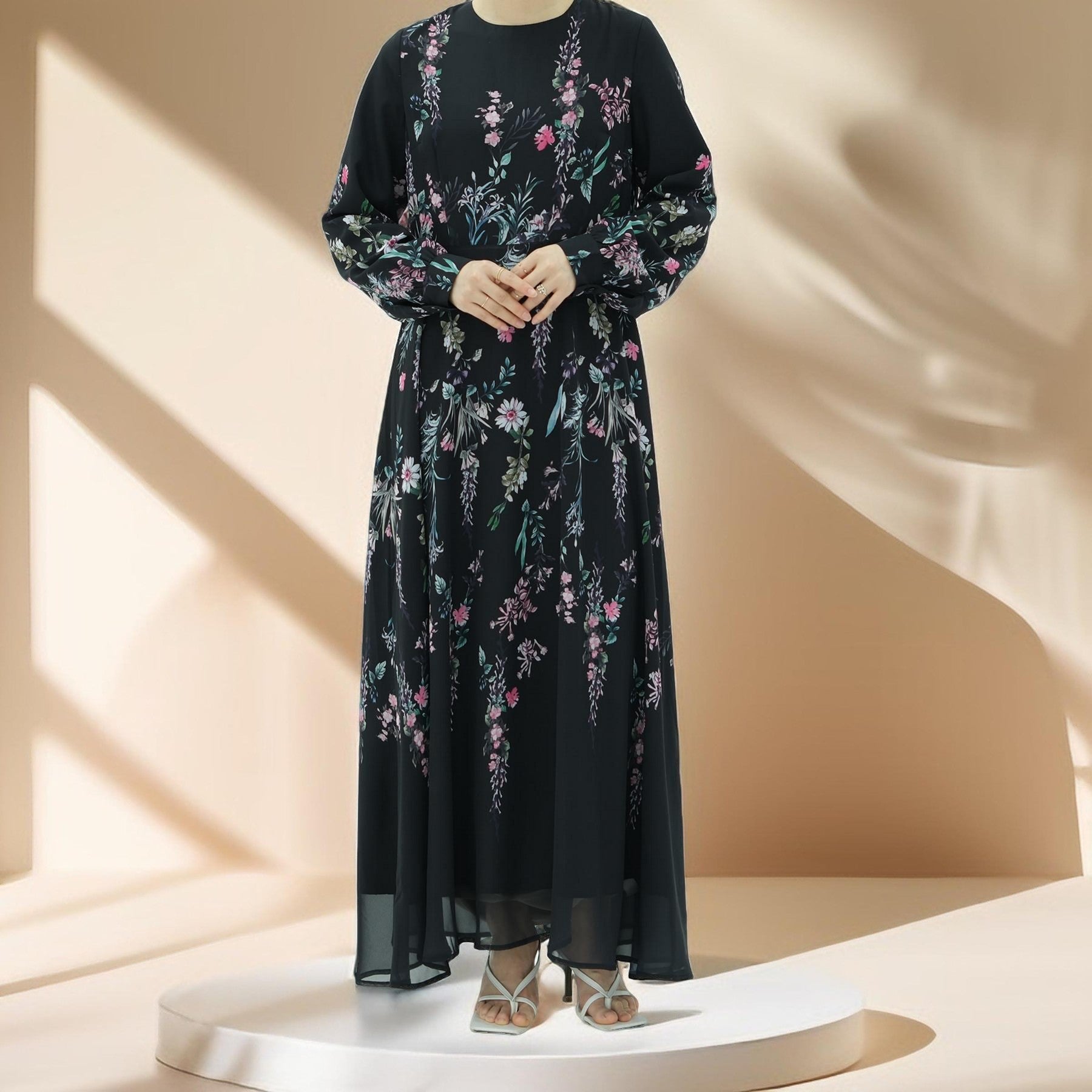 Selara Noir Lined Maxi Dress, view 7