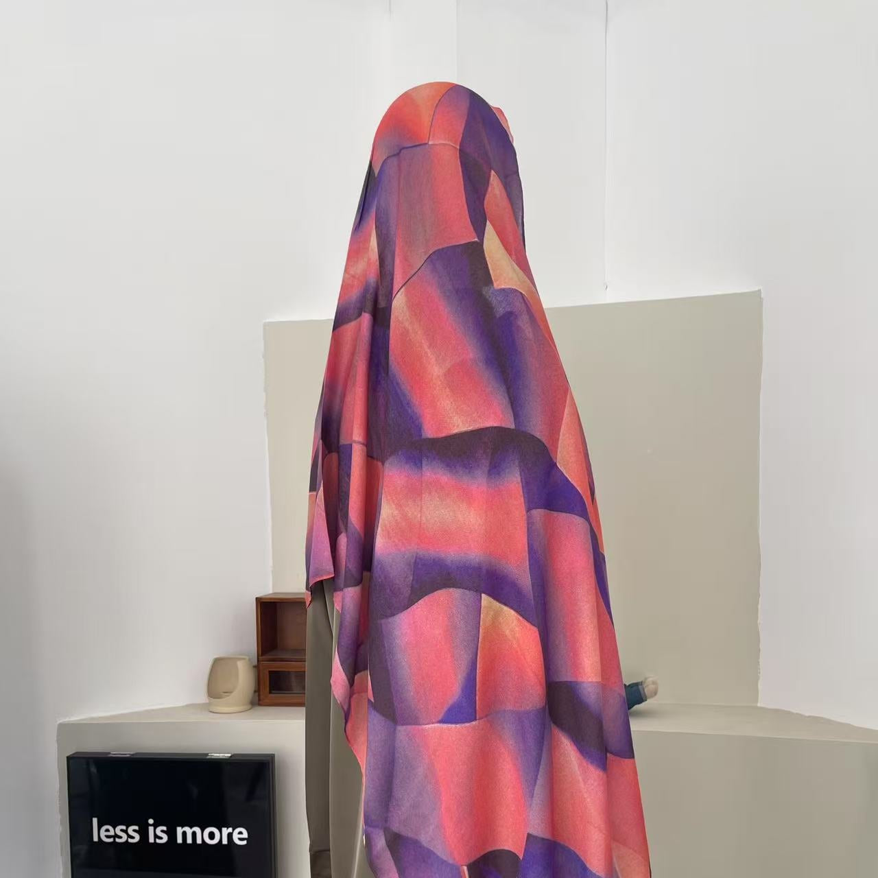 Raspberry Checkers Print Modal Hijab, view 2