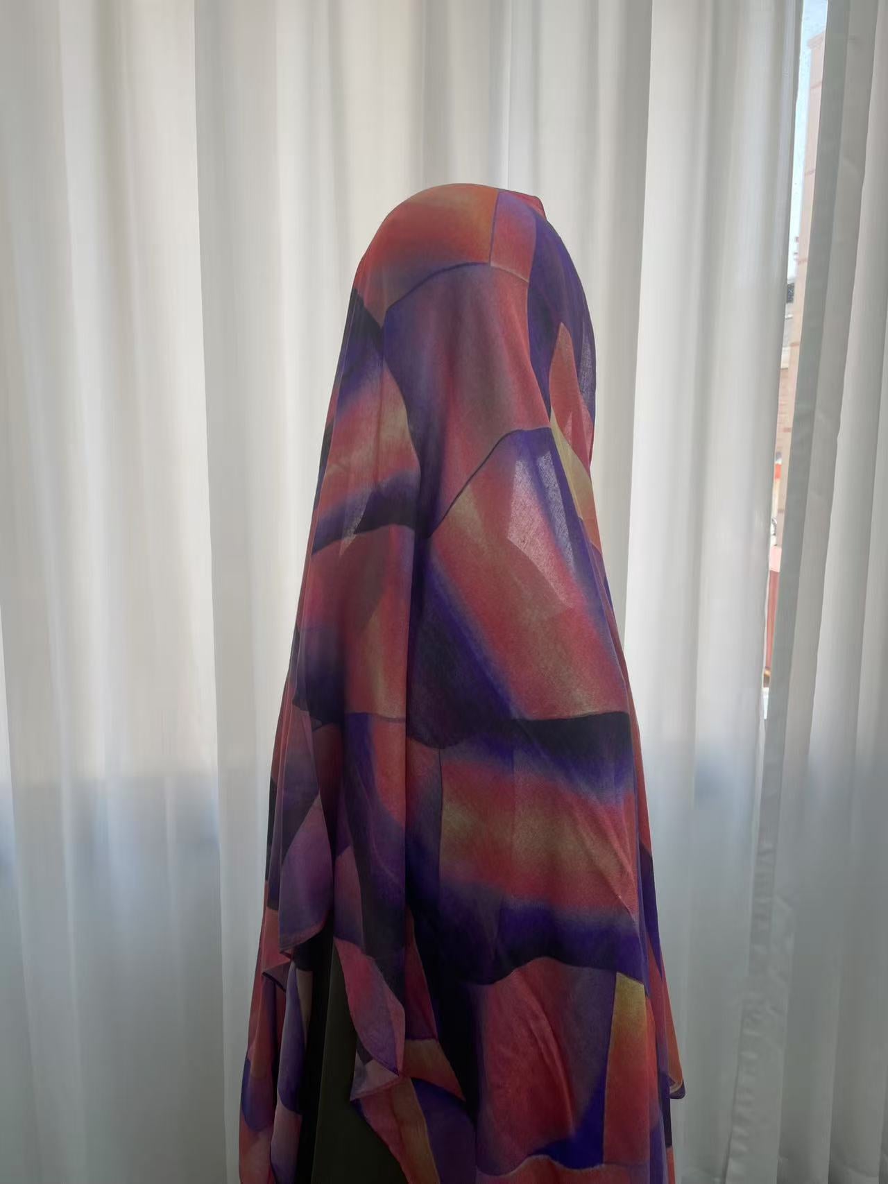 Raspberry Checkers Print Modal Hijab, view 4