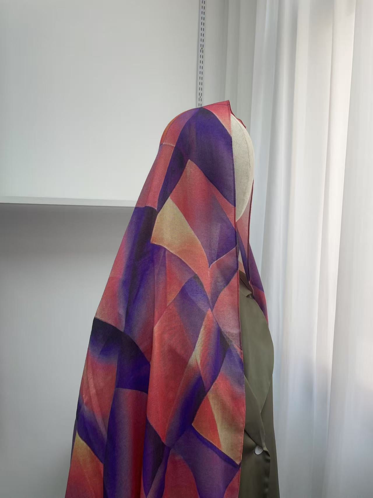 Raspberry Checkers Print Modal Hijab, view 5