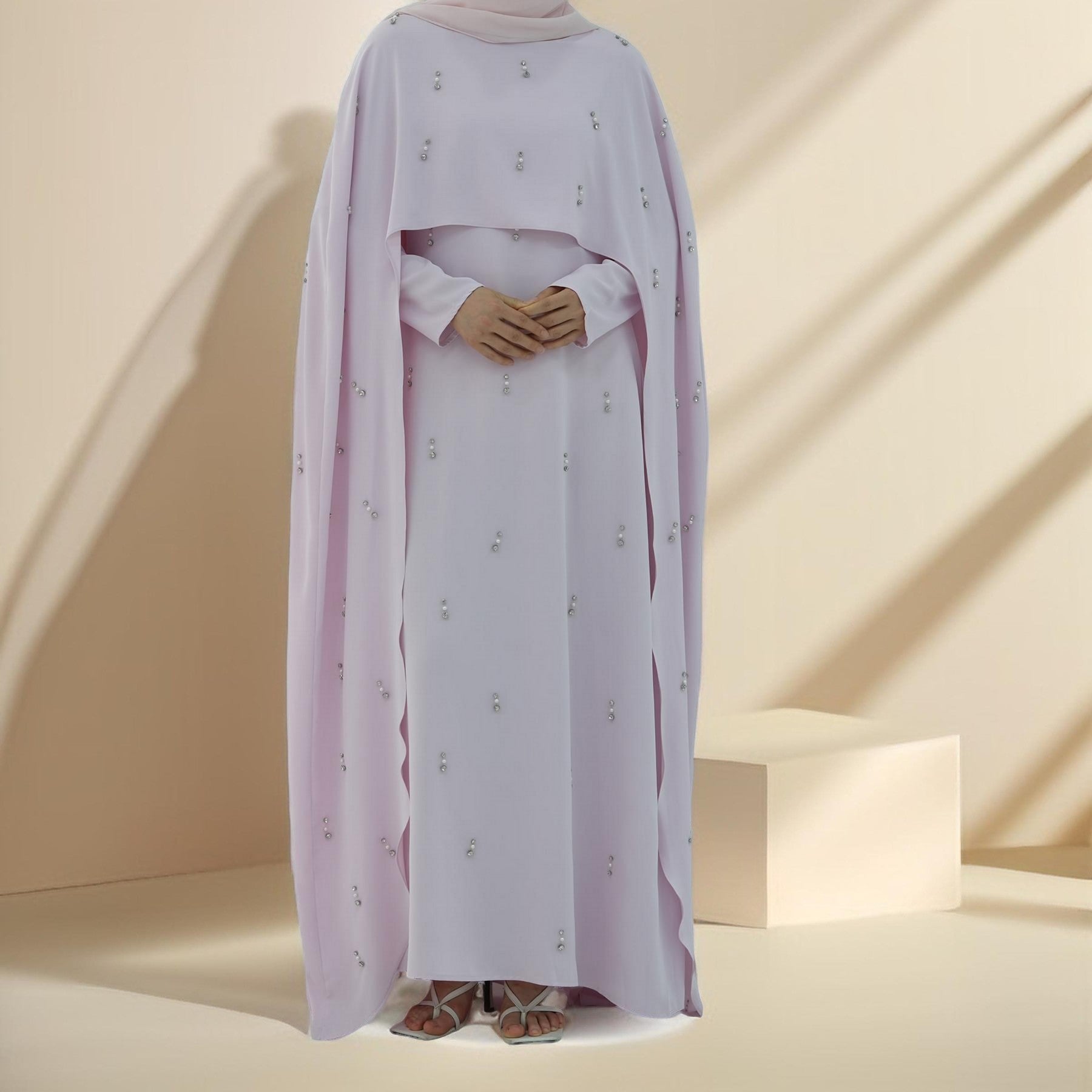 Seraphina Embroidered Cape Maxi Dress, view 4