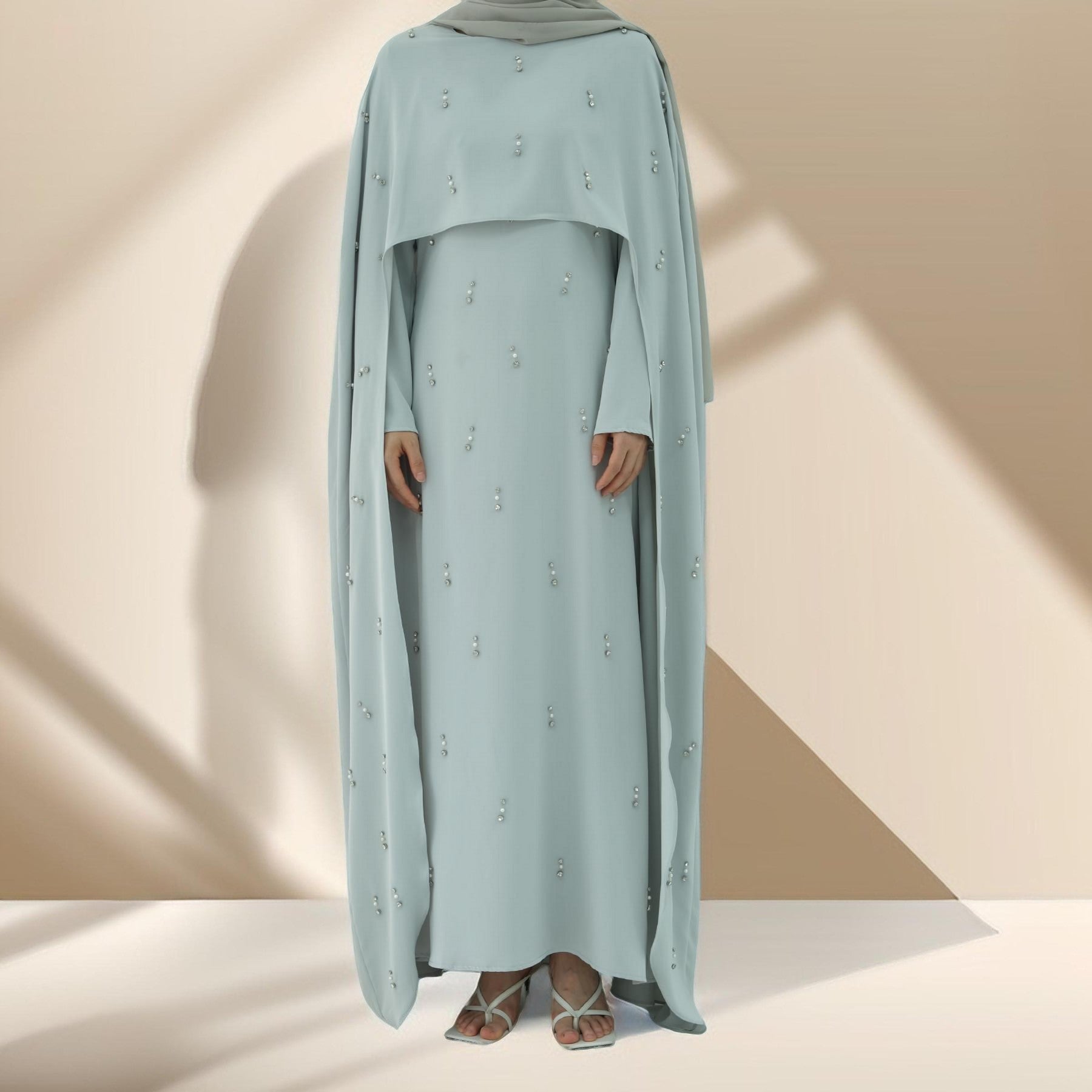 Seraphina Embroidered Cape Maxi Dress, view 8