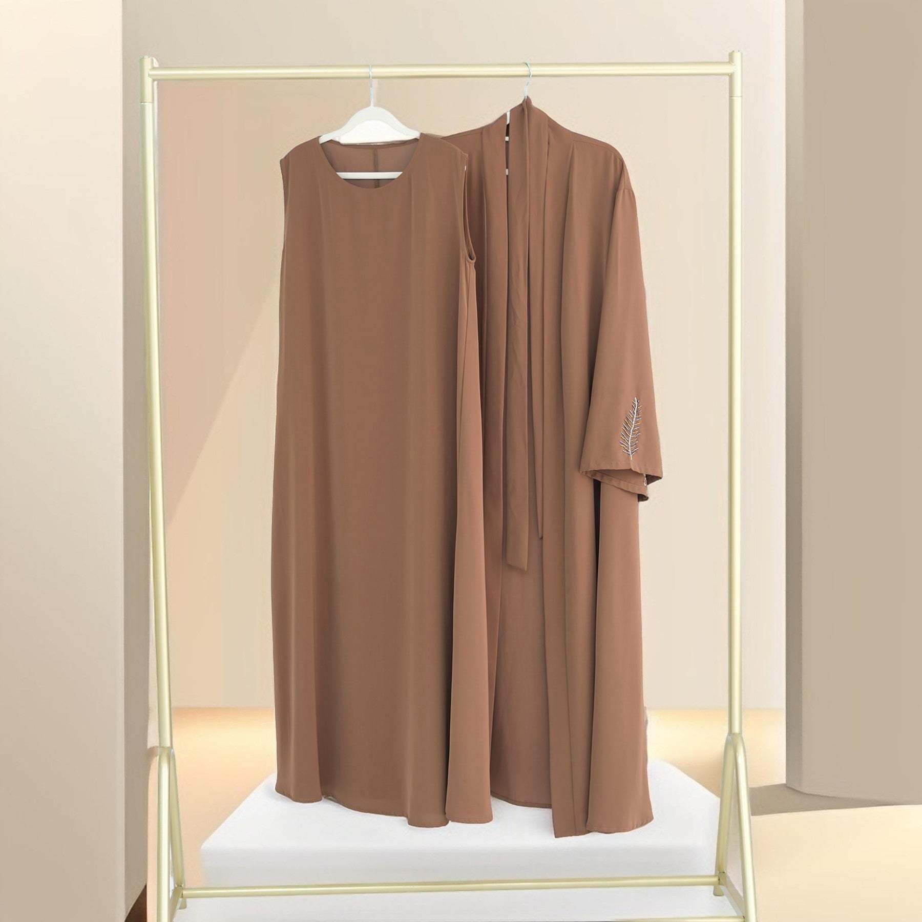 Eyana 2 PC Embroidered  Abaya Set, view 5