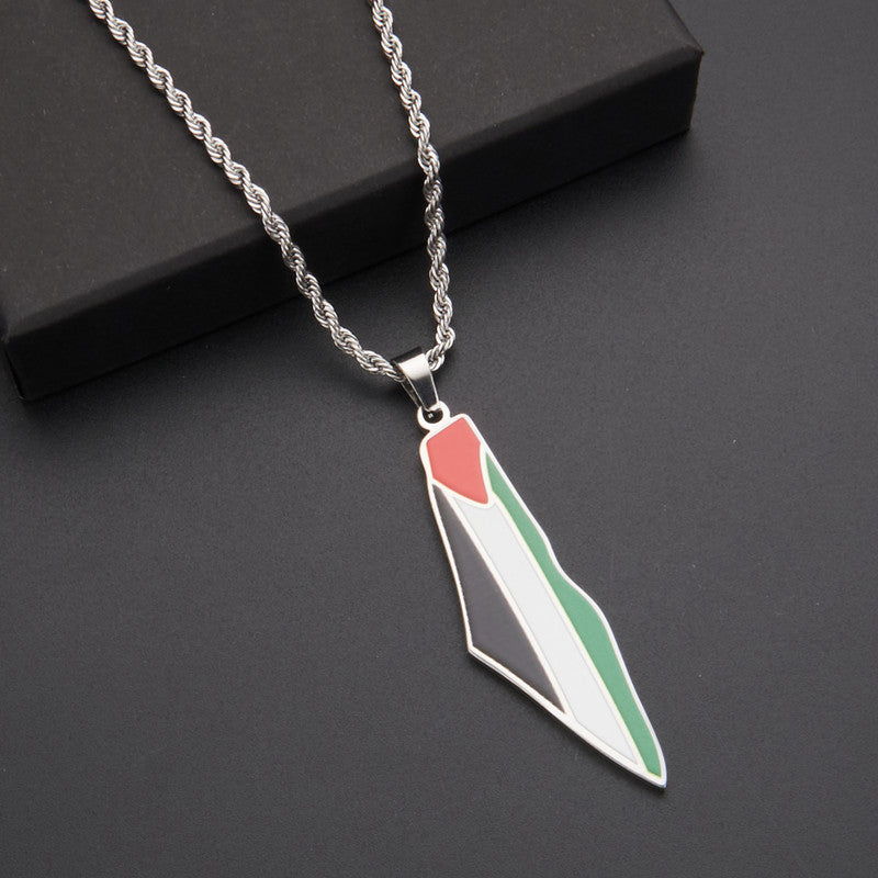 Palestine map necklace, view 2
