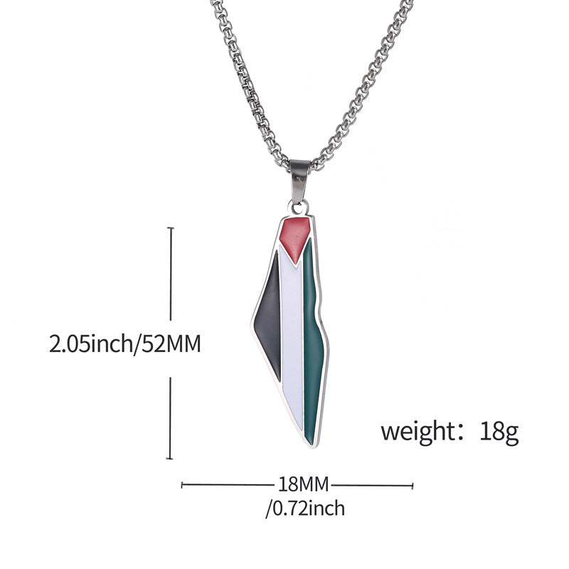 Palestine map necklace, view 3