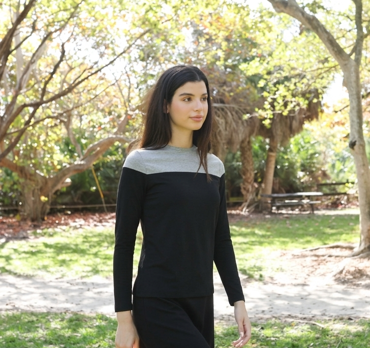 Black/Heather Grey Colorblock Top, view 2