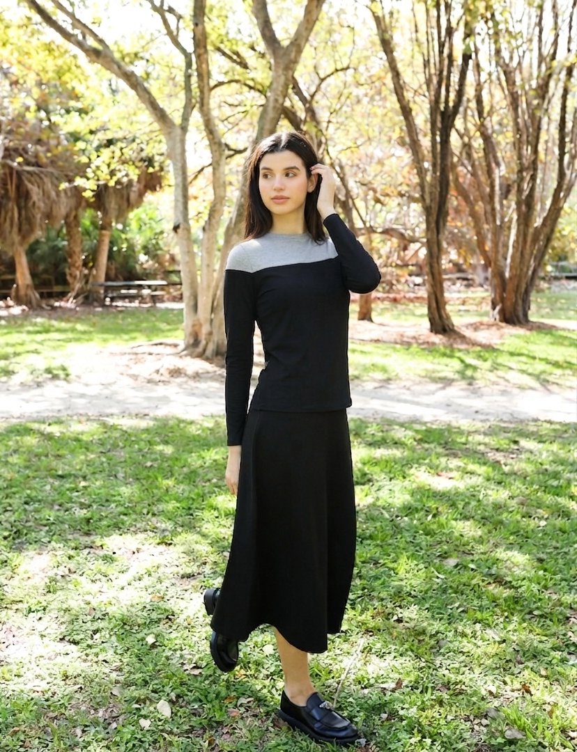 Black/Heather Grey Colorblock Top, view 3