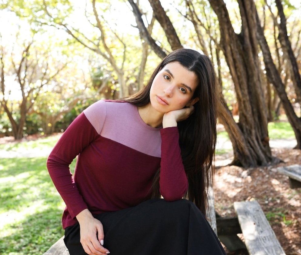 Raspberry/Lilac Colorblock Top, view 4