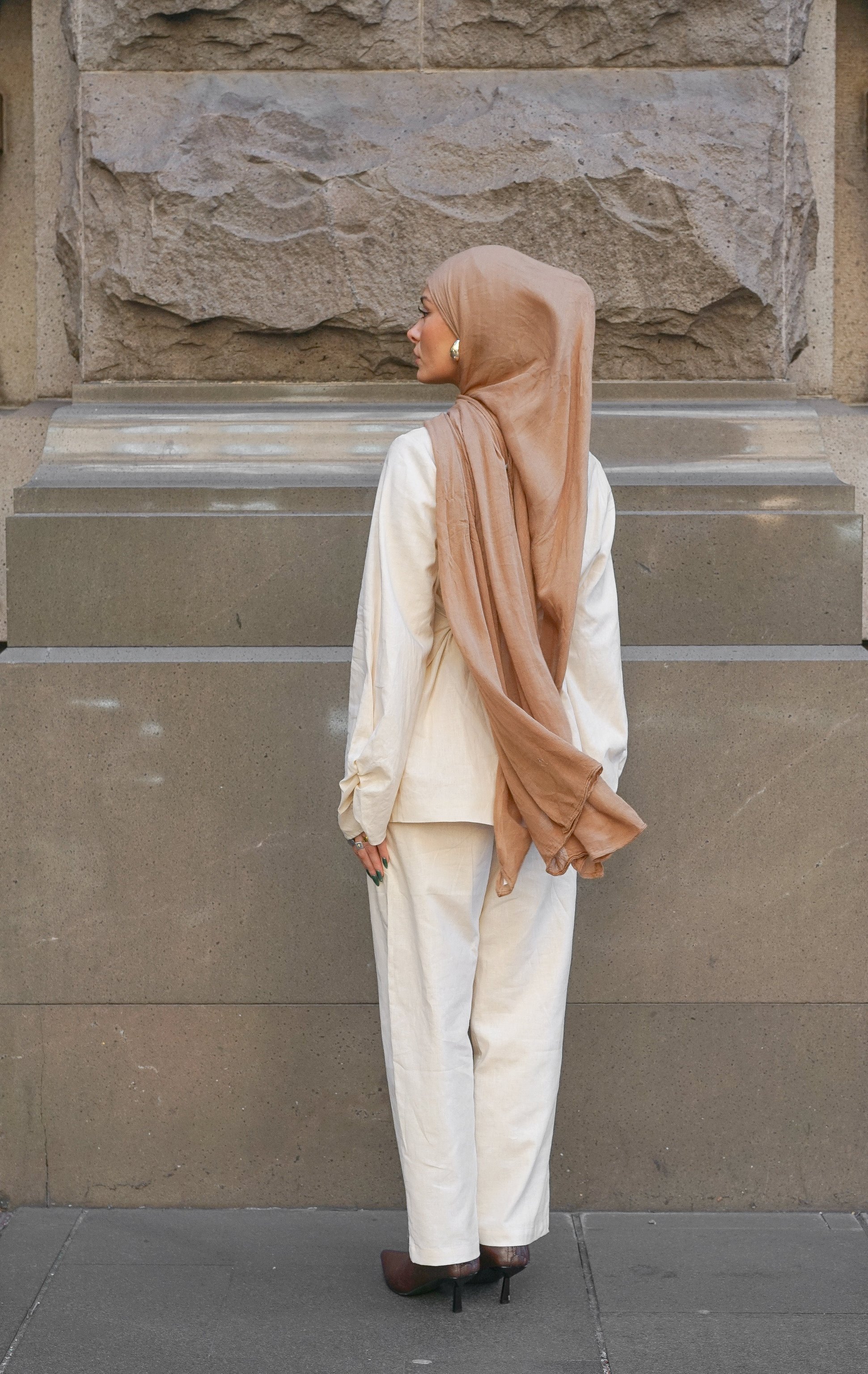 Serene Linen Set Oatmeal Linen Set Pants and Top, view 4